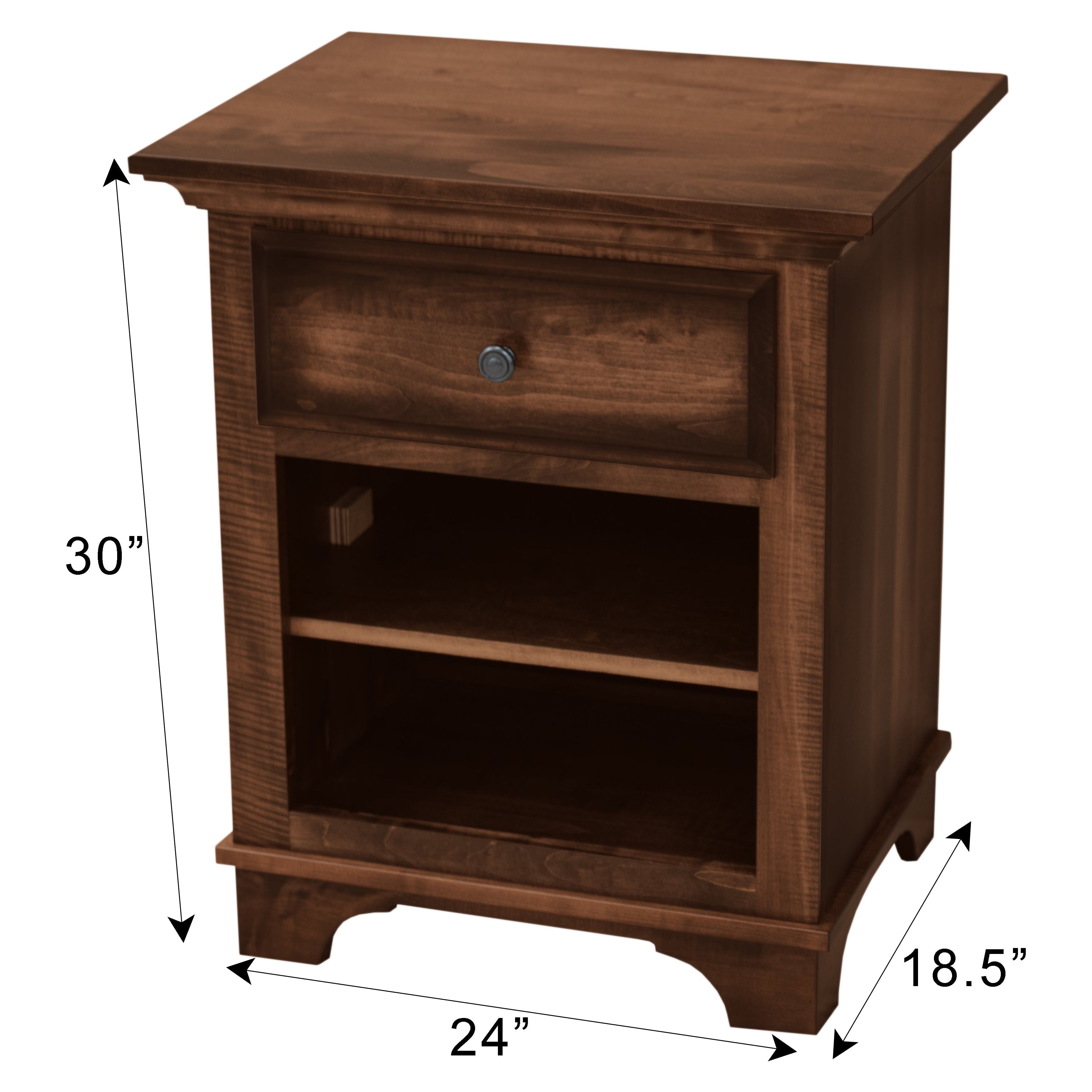 Miranda 1-Drawer, Open Nightstand