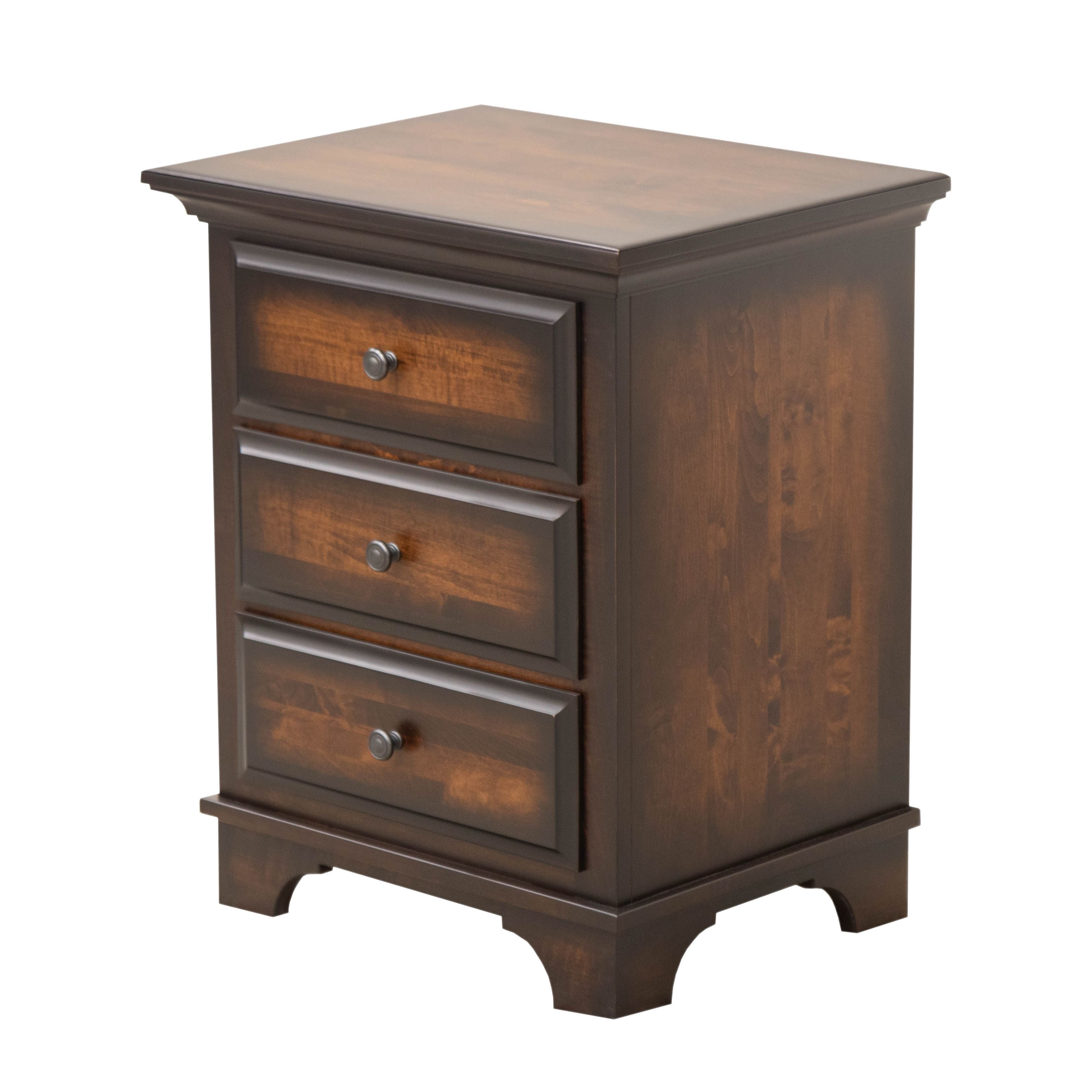 Miranda Maple Wood 3-Drawer Nightstand | ASB-BURN