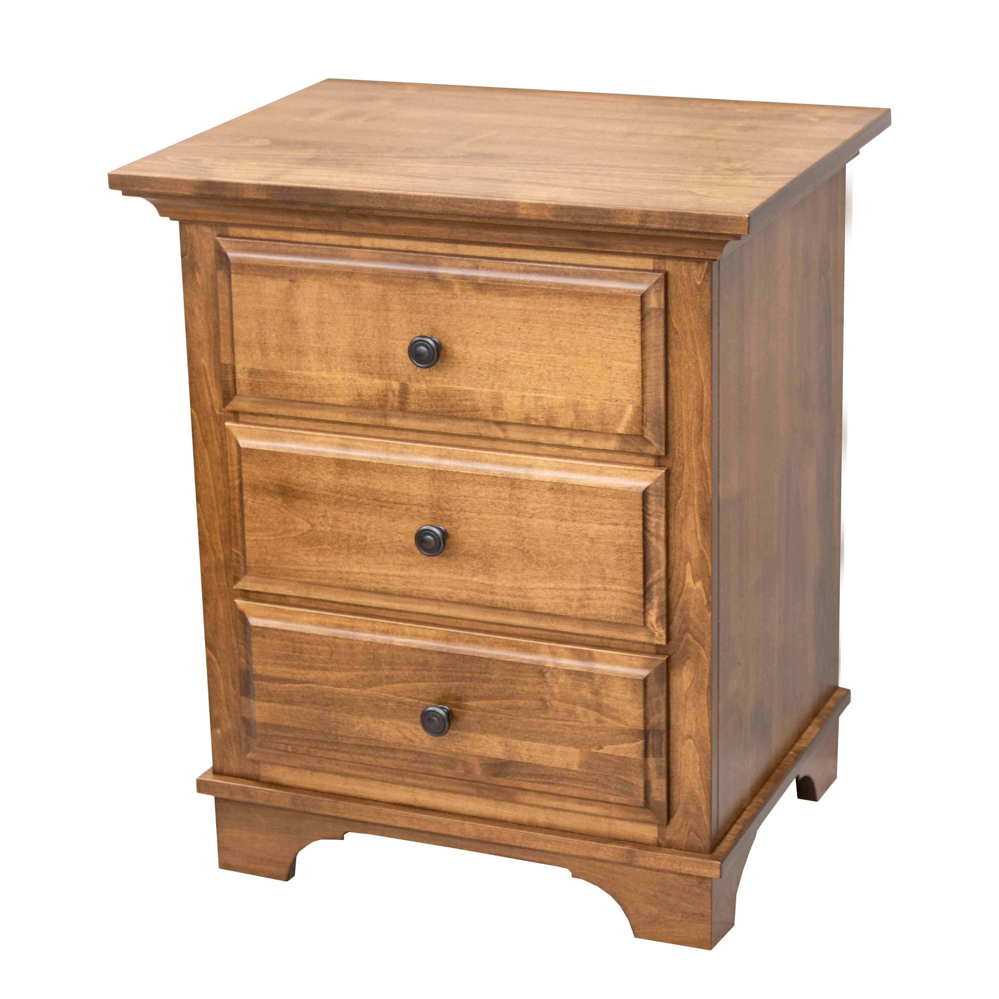 Miranda Maple Wood 3-Drawer Nightstand | HC