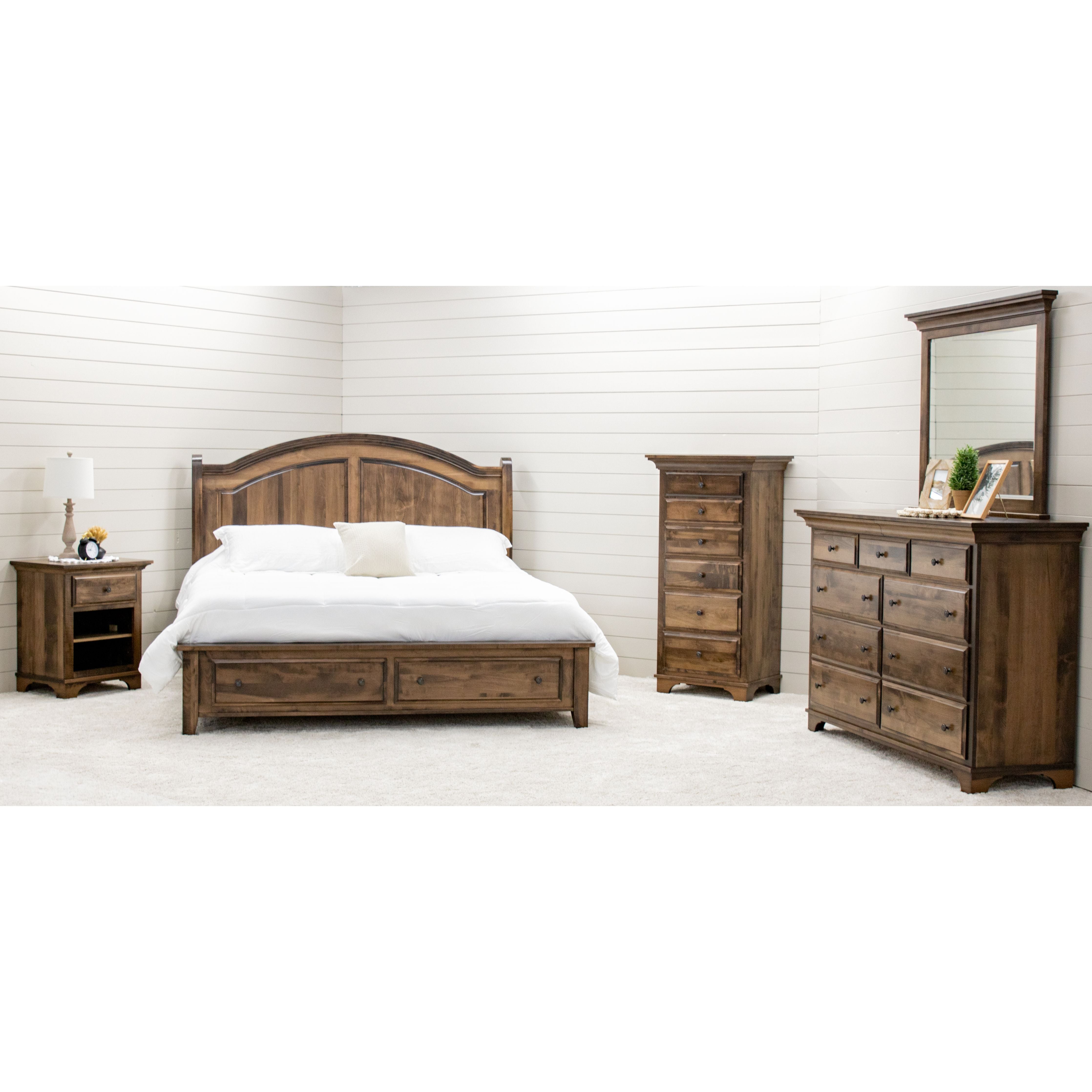 Miranda Sleigh Queen Maple Wood Panel Storage Platform Bed | CO