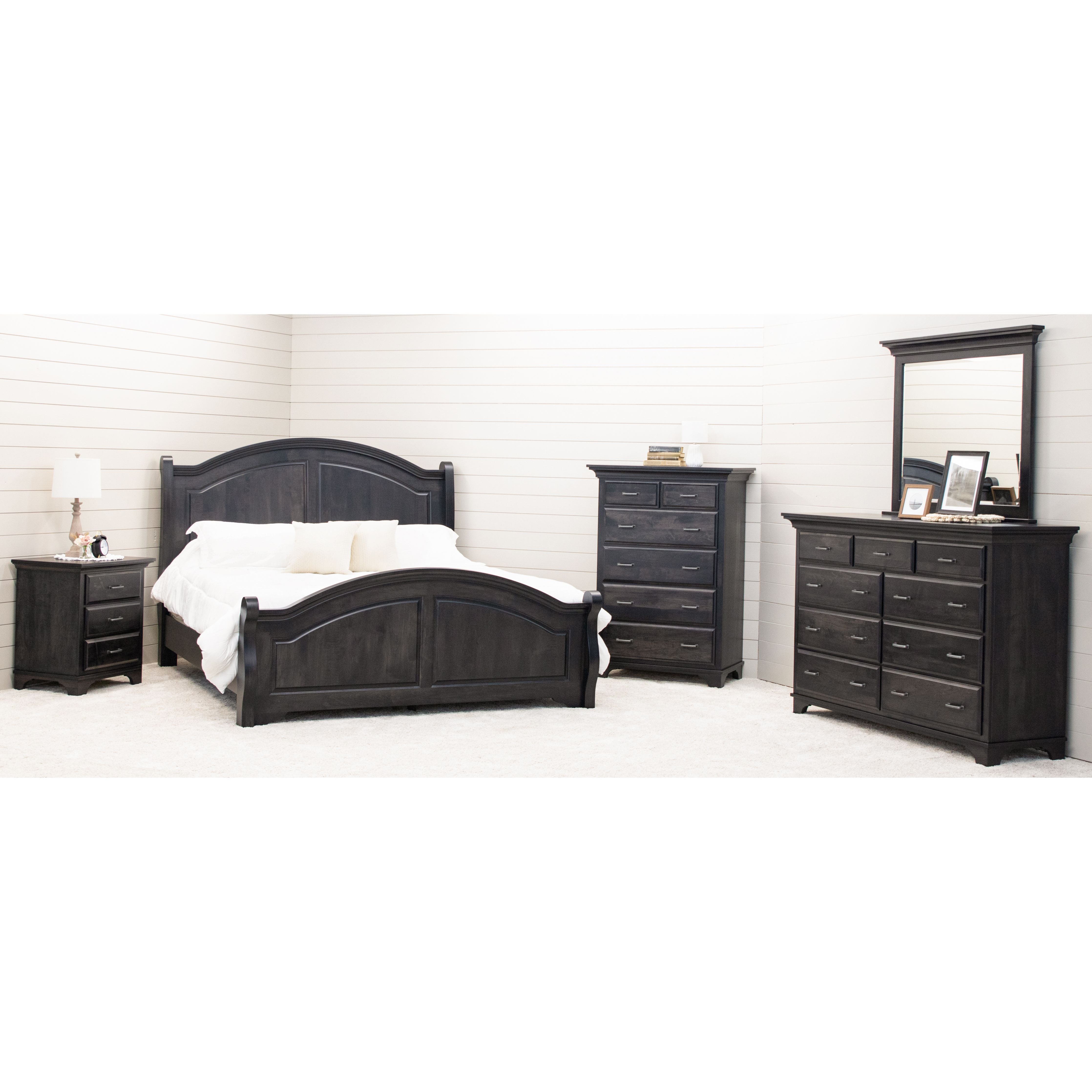 Miranda Sleigh California King Maple Wood Panel Bed with Arched Footboard | DK