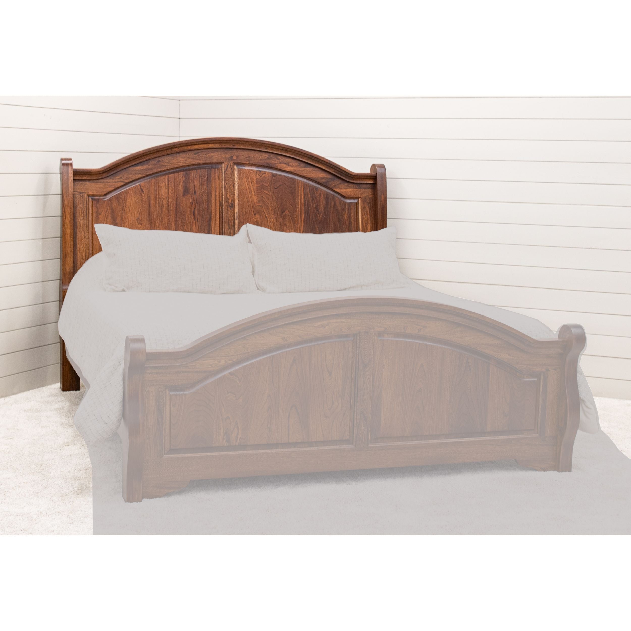 Miranda Sleigh California King Elm Wood Panel Bed with Arched Footboard | MC