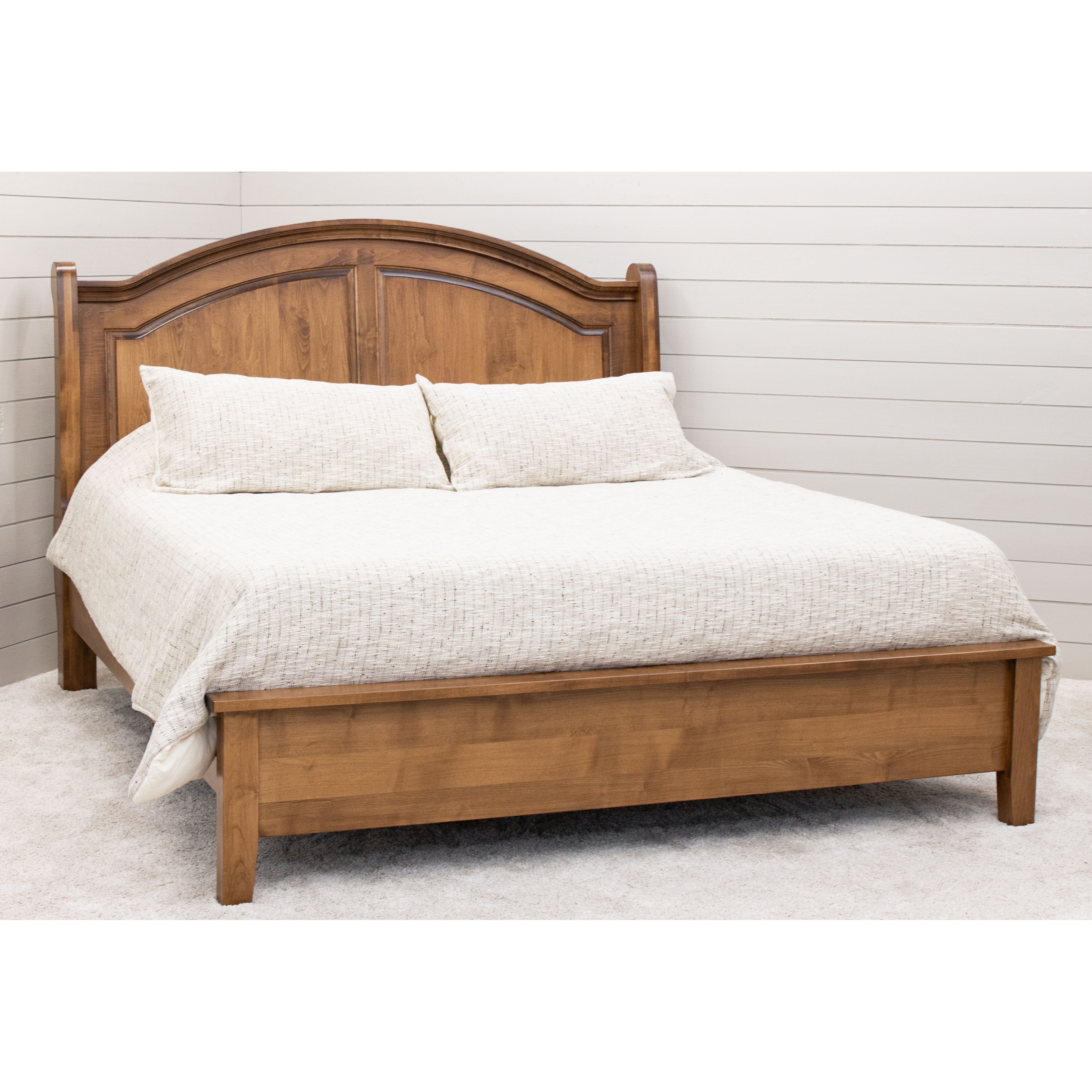Miranda Sleigh Queen Maple Wood Panel Storage Platform Bed | HC
