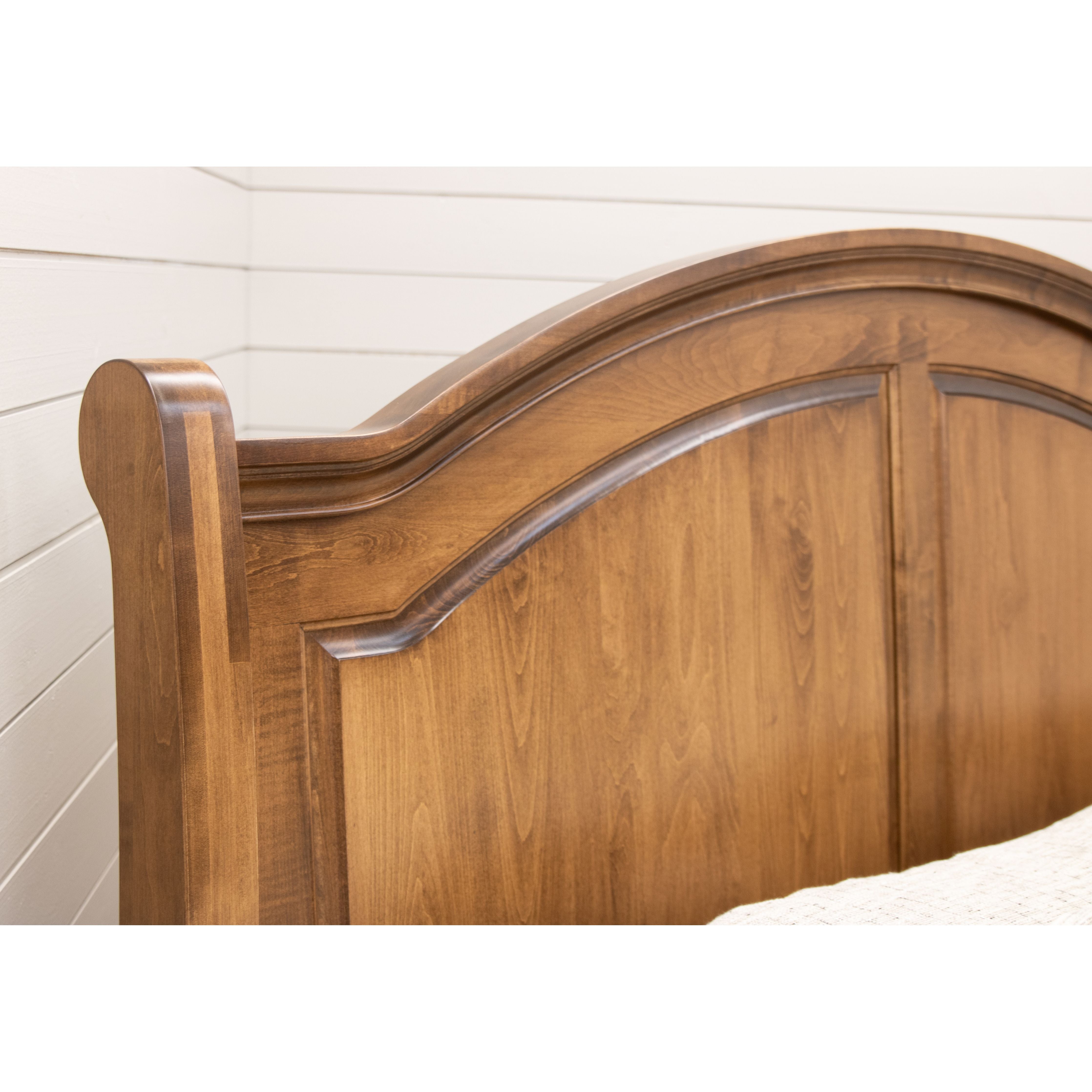 Miranda Sleigh Queen Maple Wood Panel Storage Platform Bed | HC