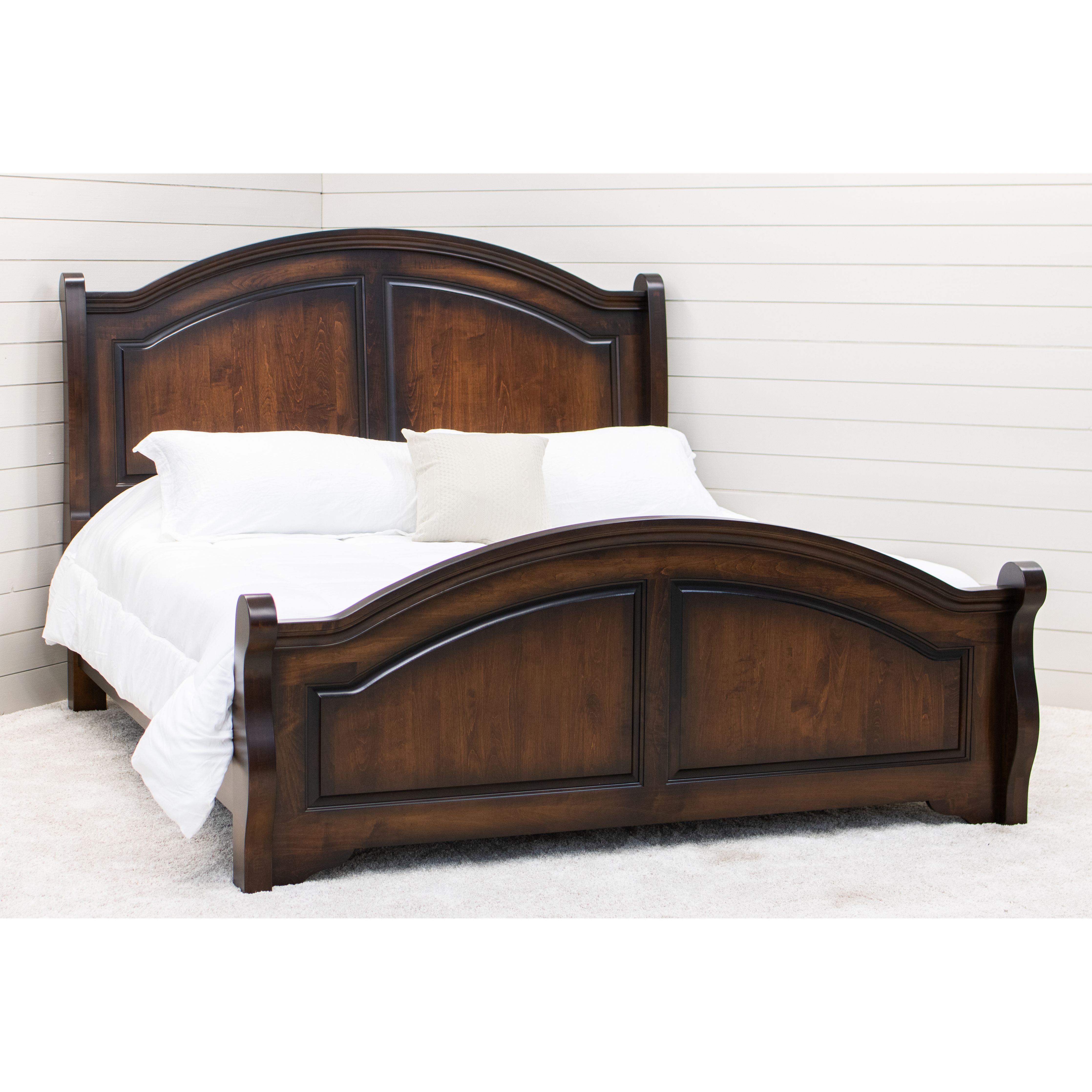 Miranda Sleigh King Maple Wood Panel Bed with Arched Footboard | ASB-BURN