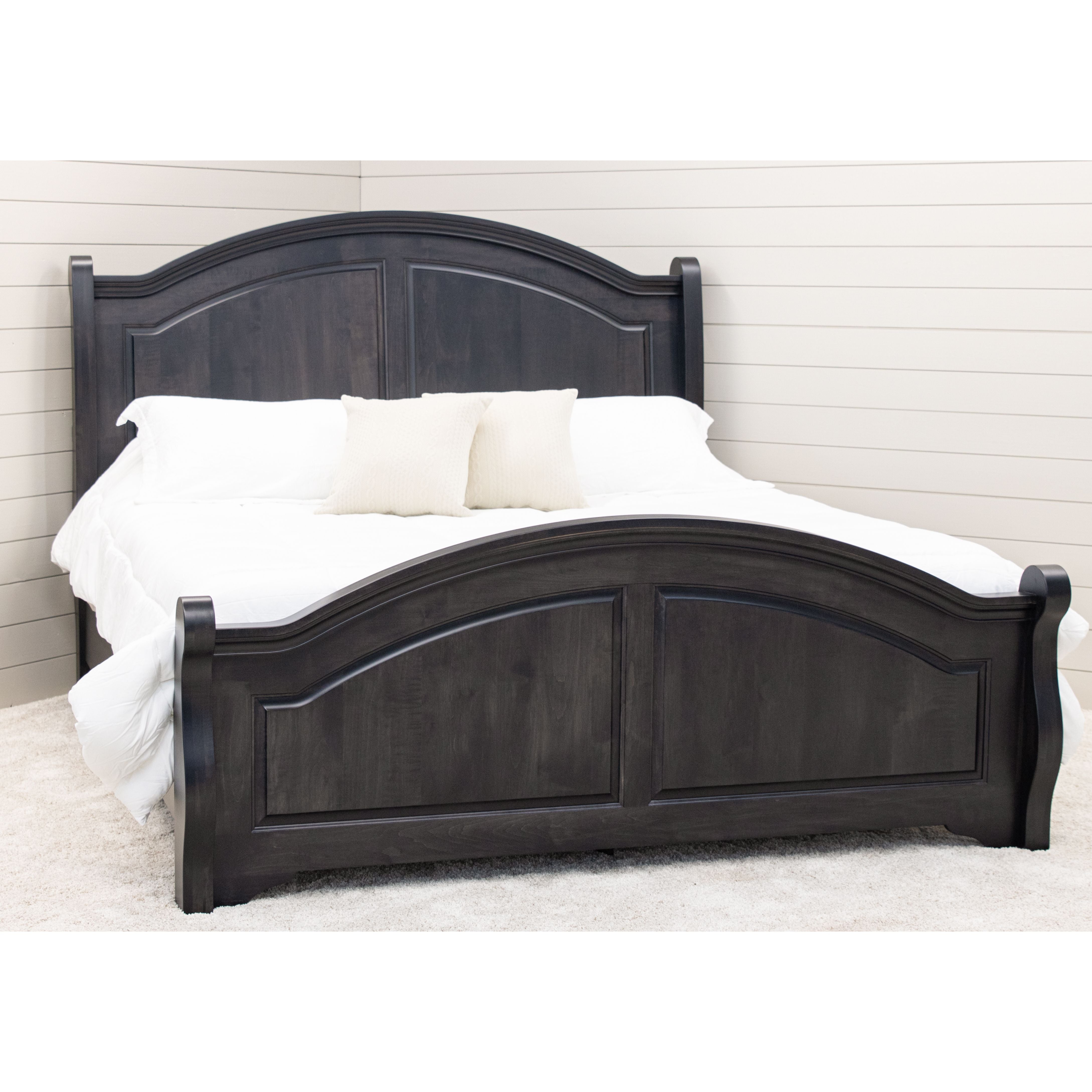 Miranda Sleigh California King Maple Wood Panel Bed with Arched Footboard | DK