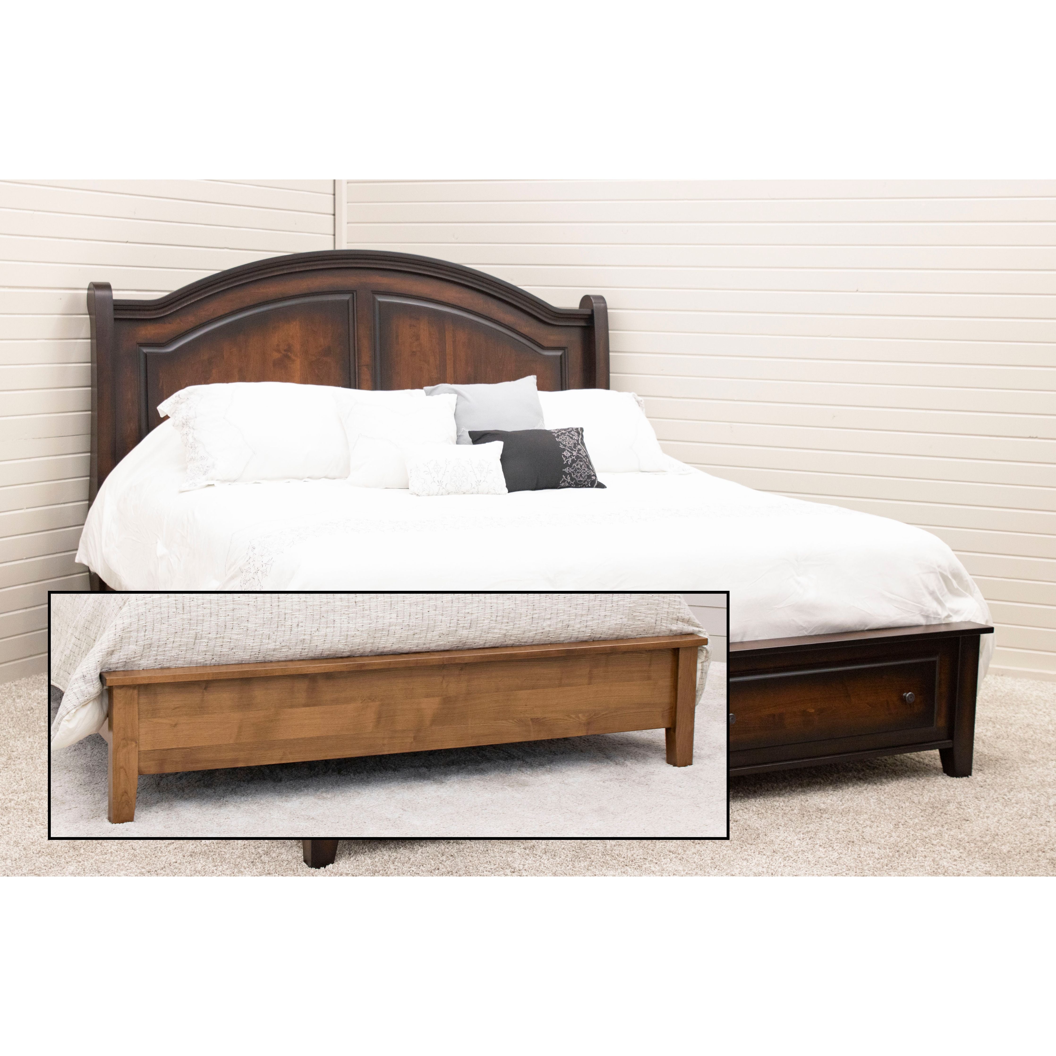 Miranda Sleigh King Maple Wood Panel Storage Platform Bed | ASB-BURN