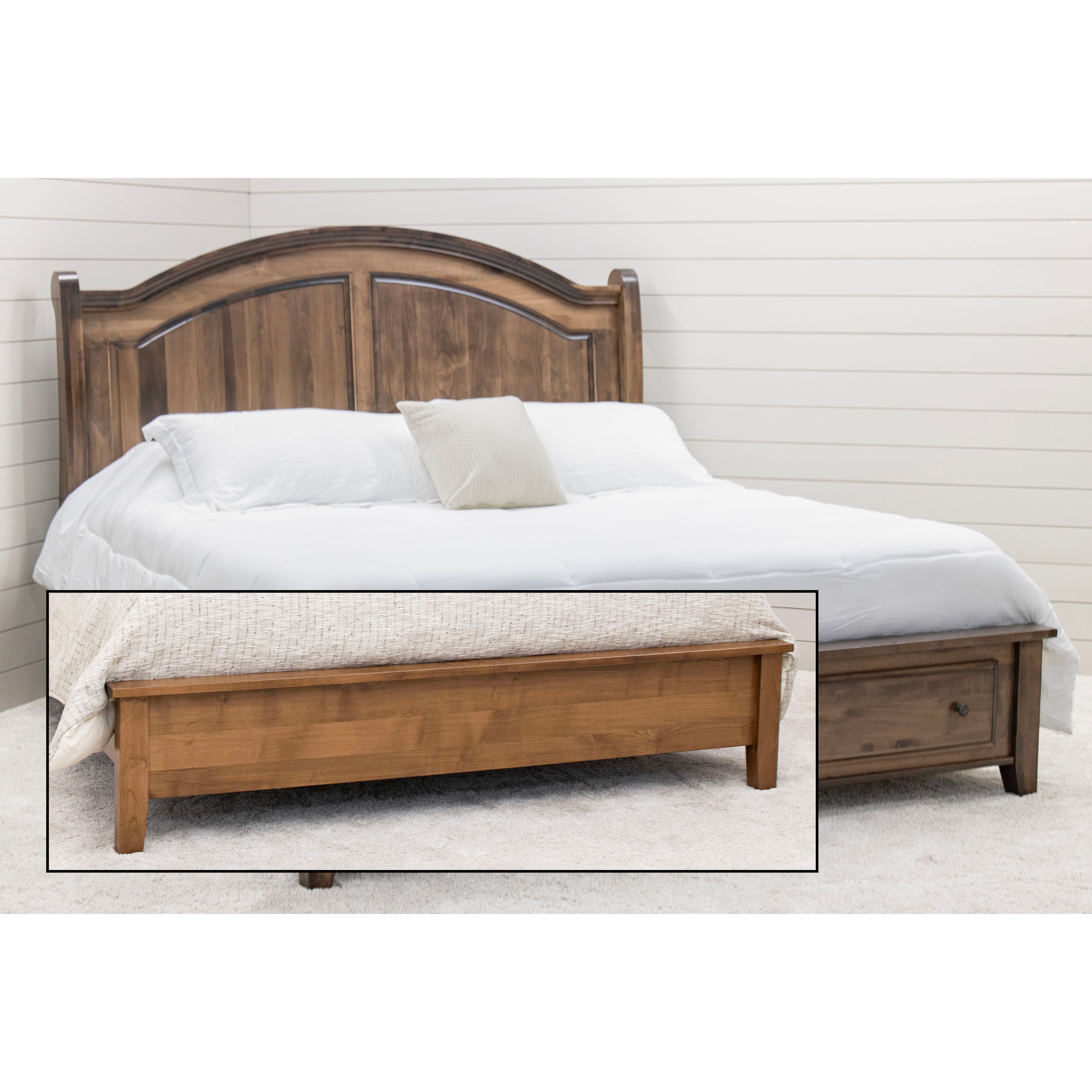 Miranda Sleigh California King Maple Wood Panel Storage Platform Bed | CO