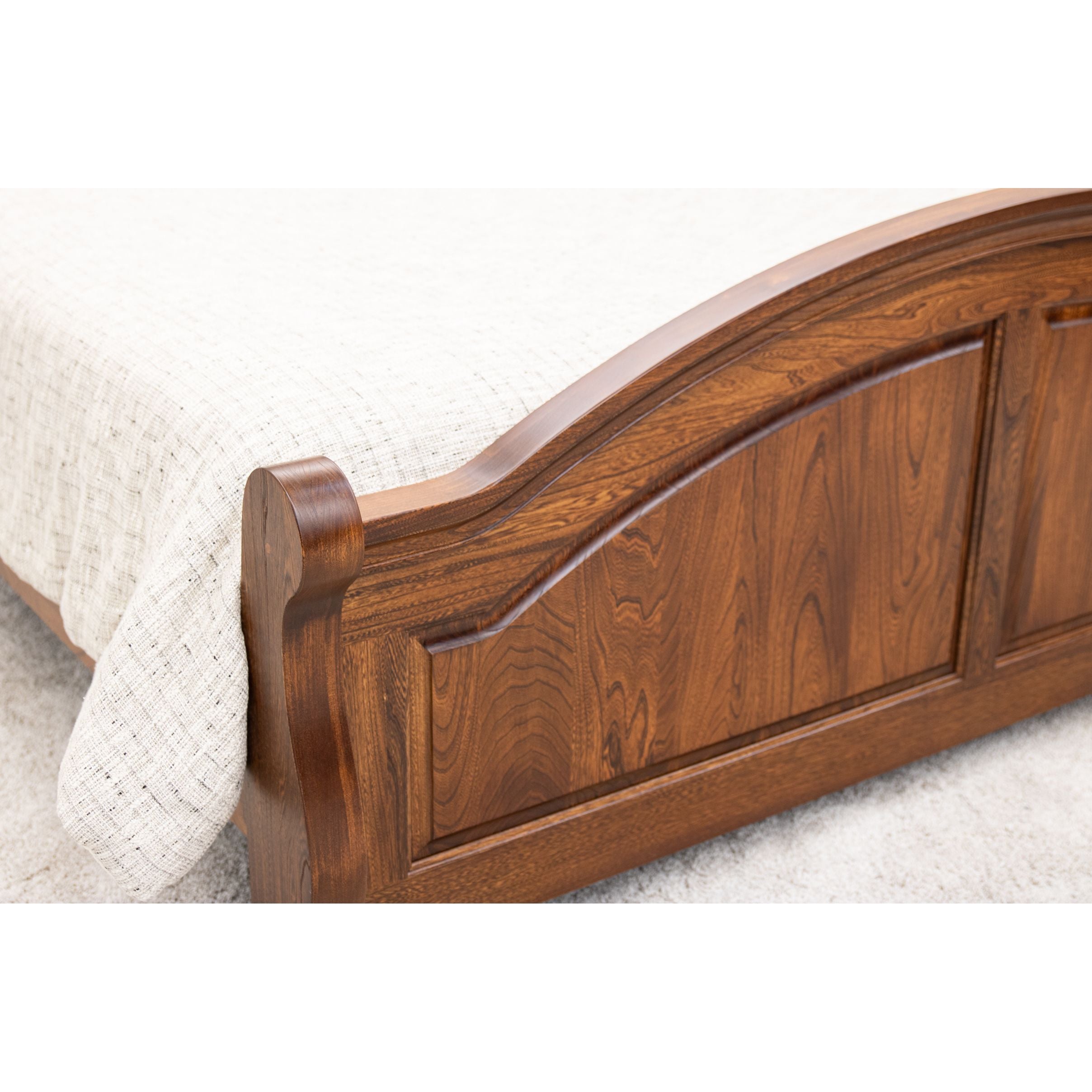 Miranda Sleigh California King Elm Wood Panel Bed with Arched Footboard | MC