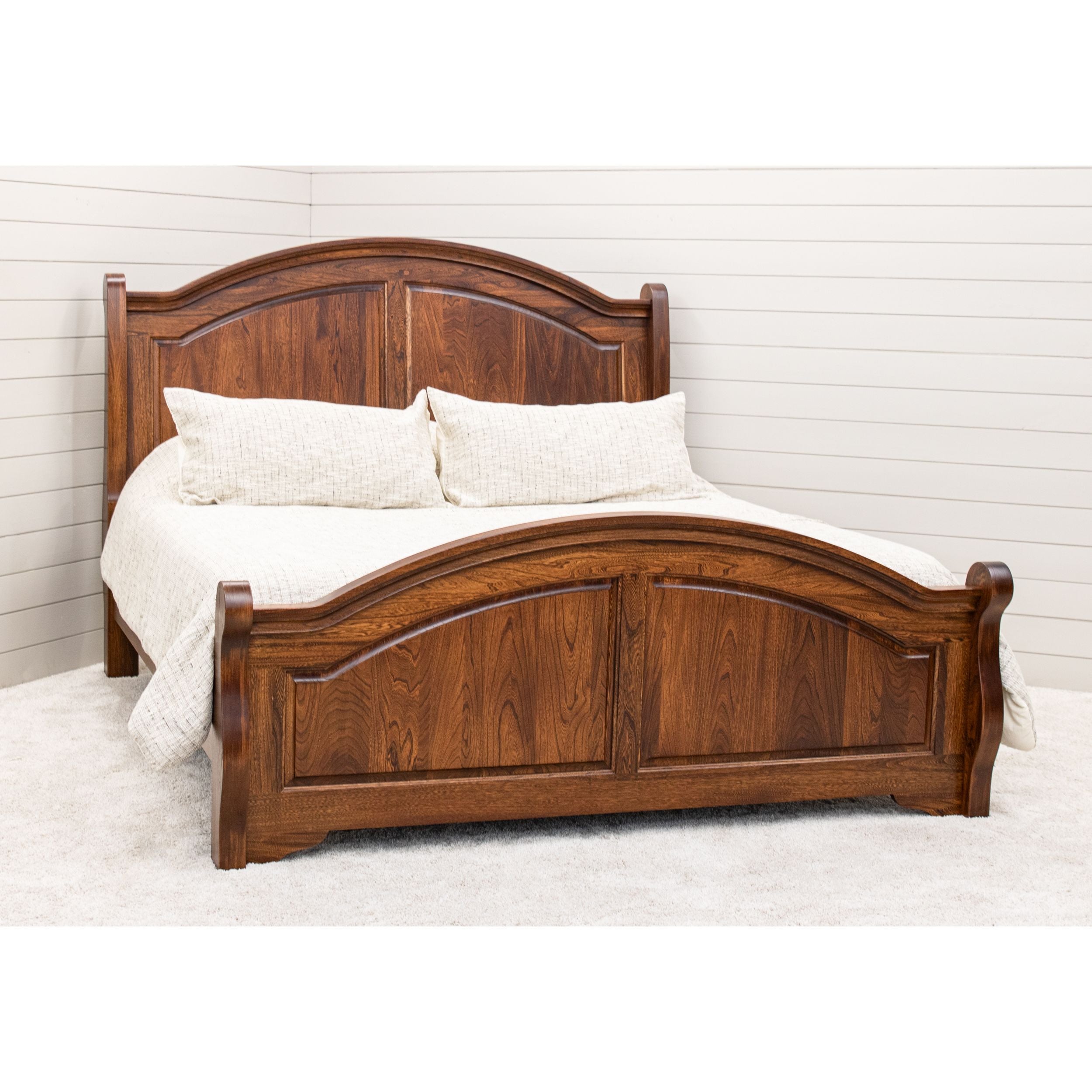 Miranda Sleigh California King Elm Wood Panel Bed with Arched Footboard | MC