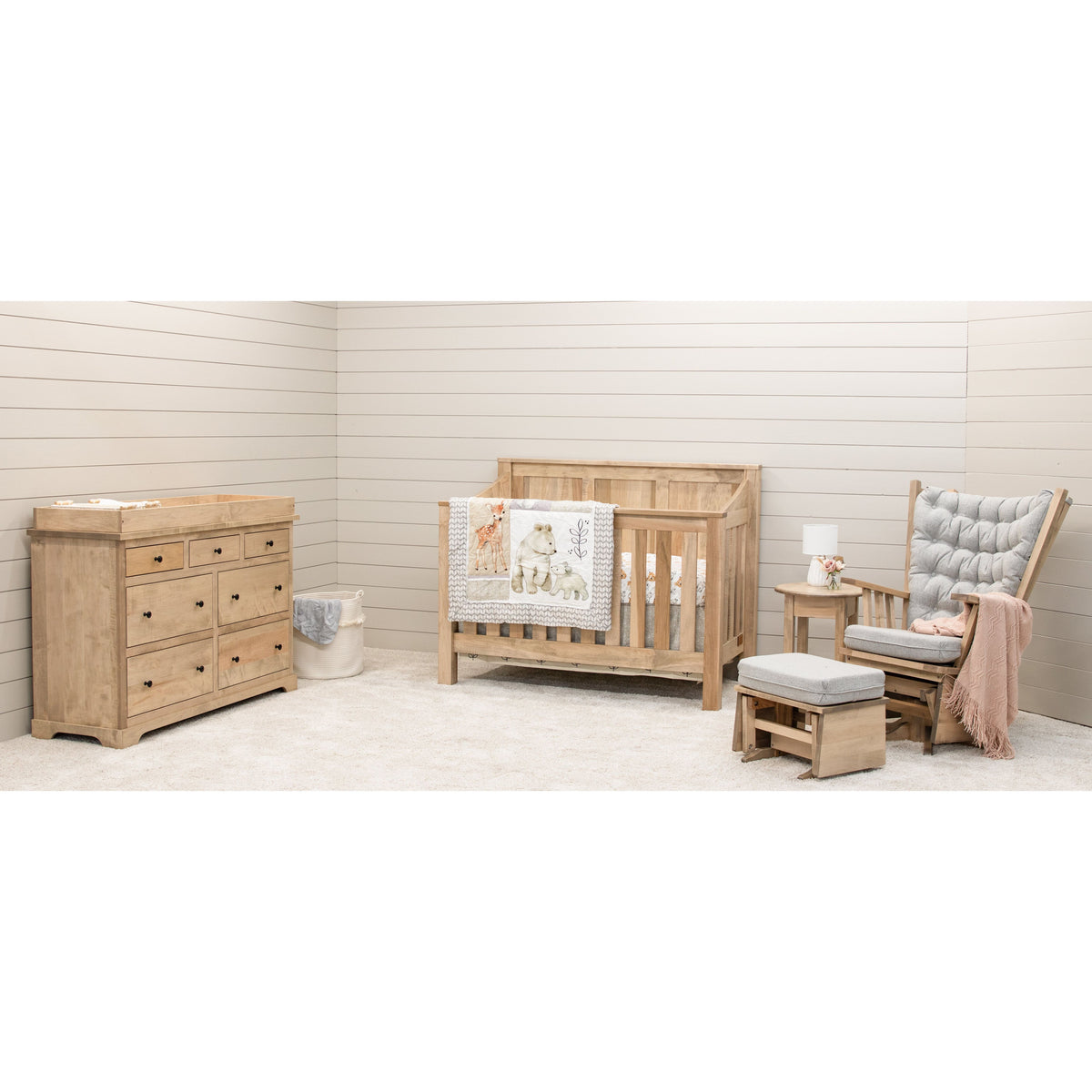 Lakeport Nursery Maple Wood Dresser with Changing Topper in Sand Lakeport Nursery Maple Wood Dresser with Changing Topper in Sand