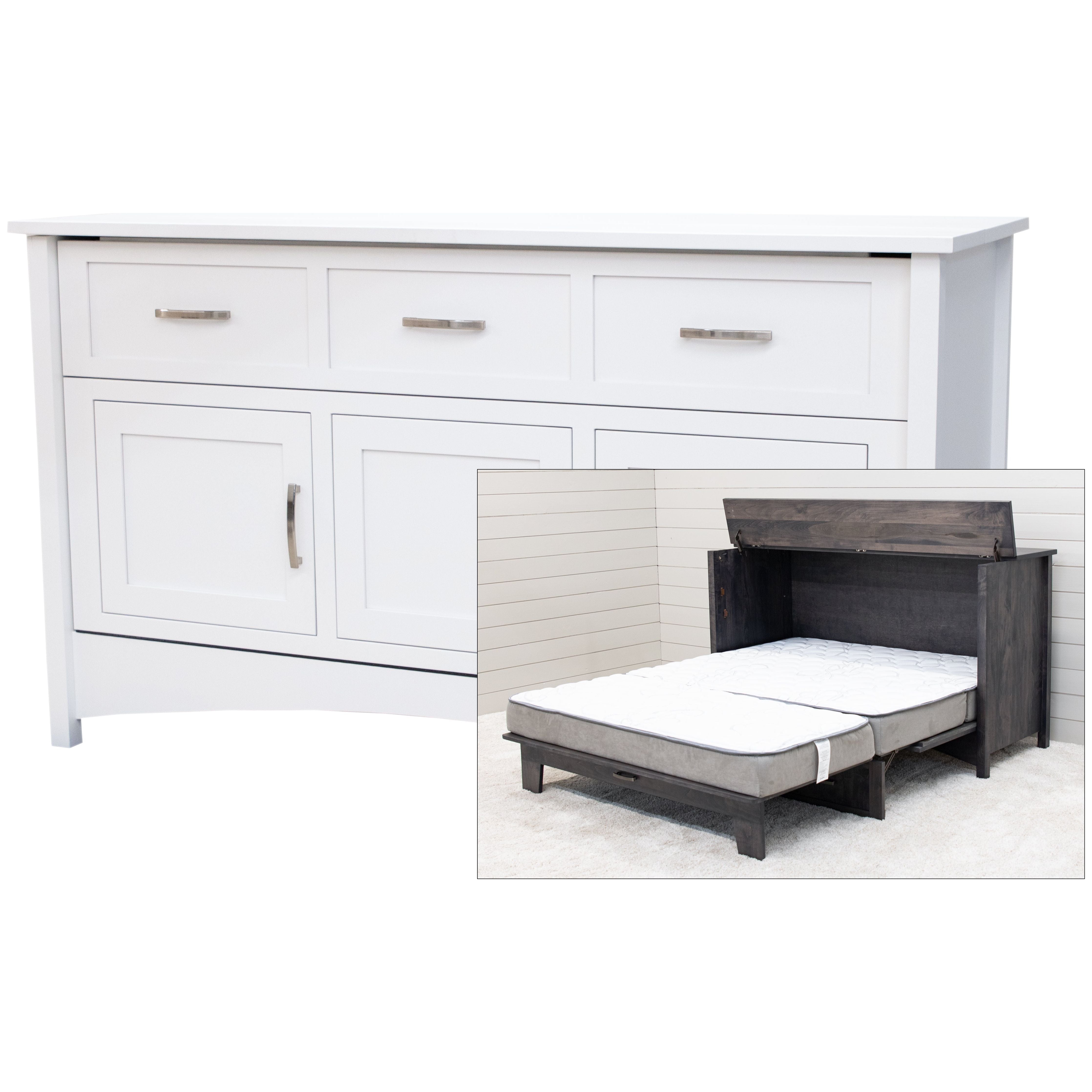 Mission Style Maple Wood White Murphy Bed Cabinet | DW