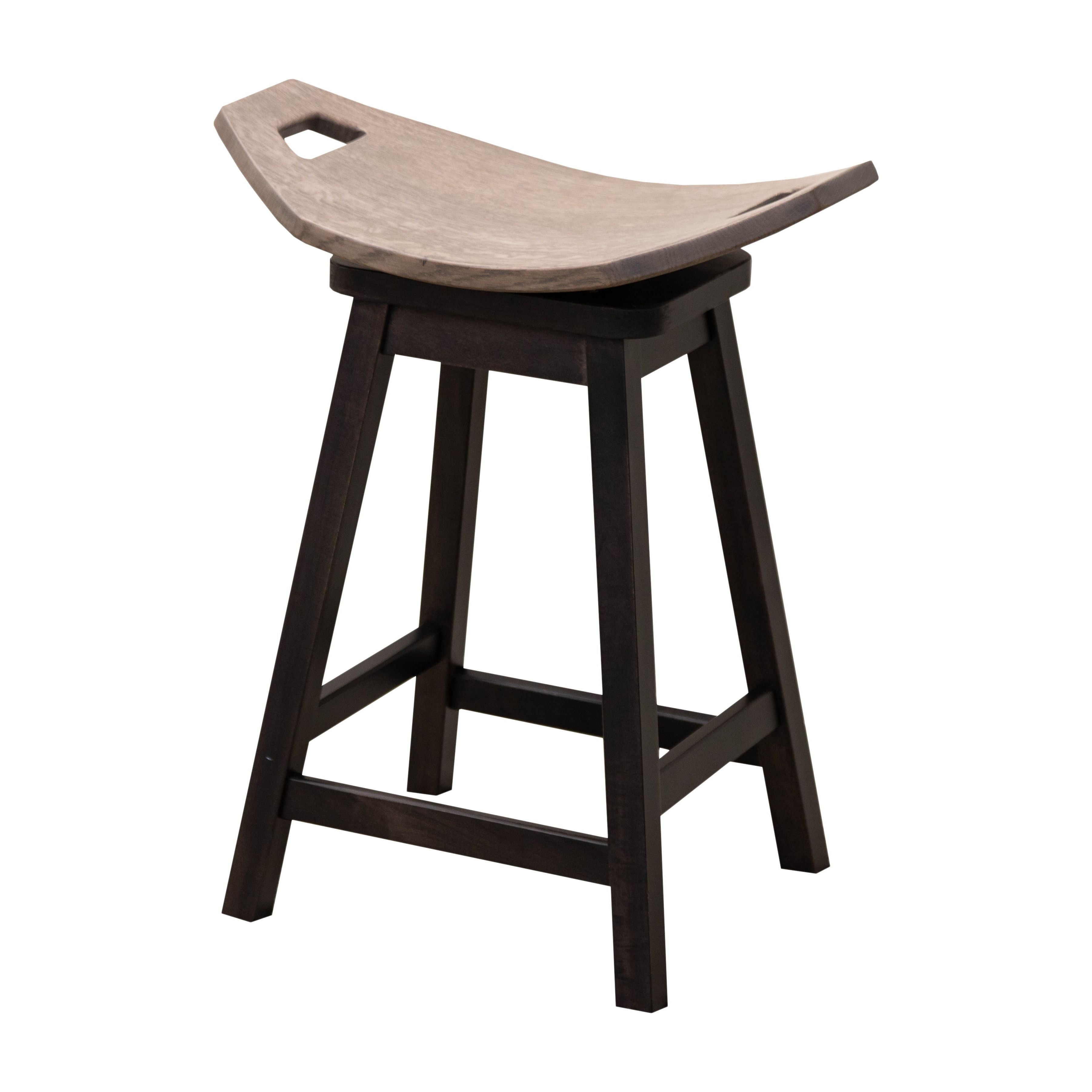 Mission 24" Saddle Black & Wood Swivel Bar Stool | M-DK&RWO-GRB