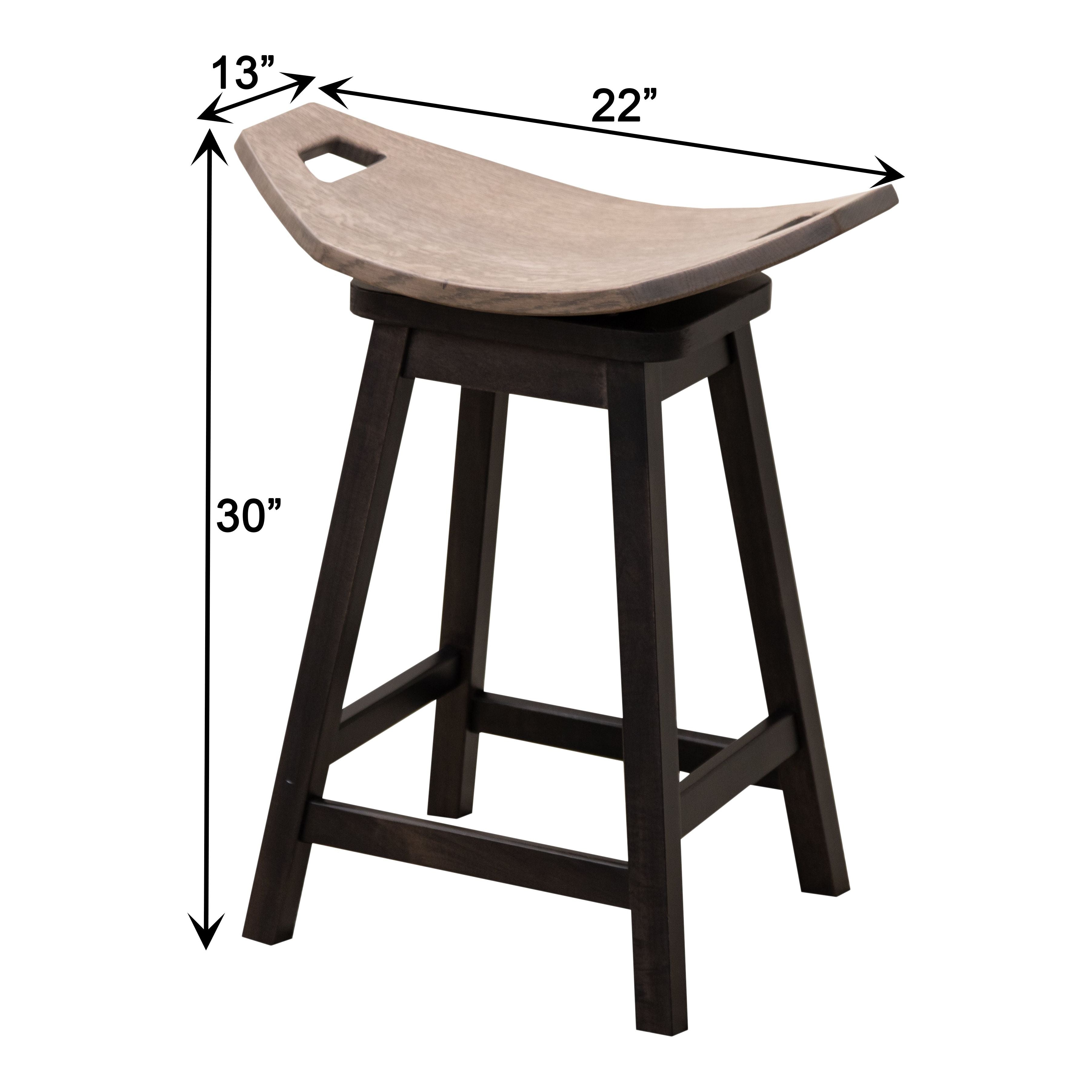 Mission 24" Saddle Black & Wood Swivel Bar Stool | M-EB&W-NAT