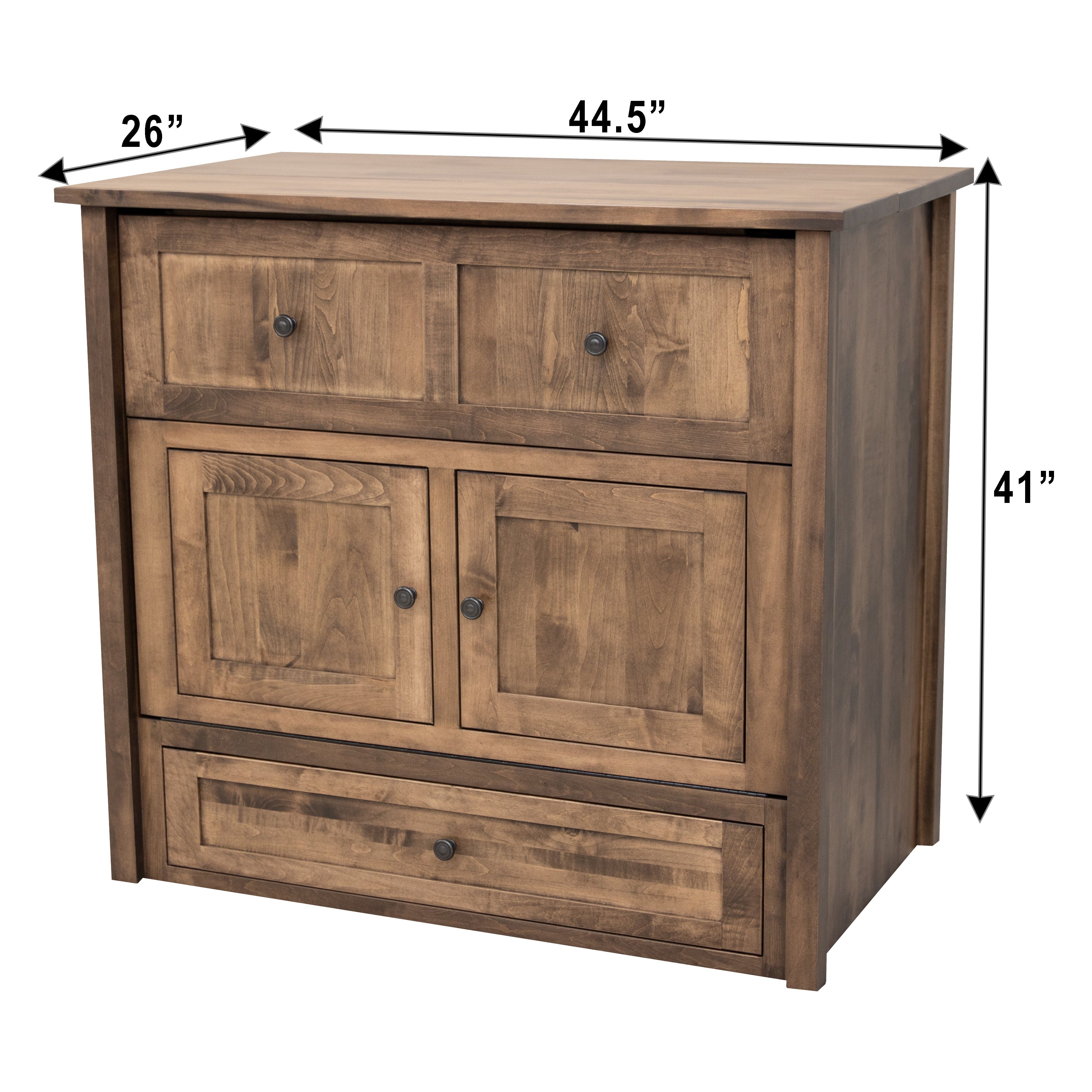 Mission Style Twin Size Murphy Bed Cabinet with Drawers
