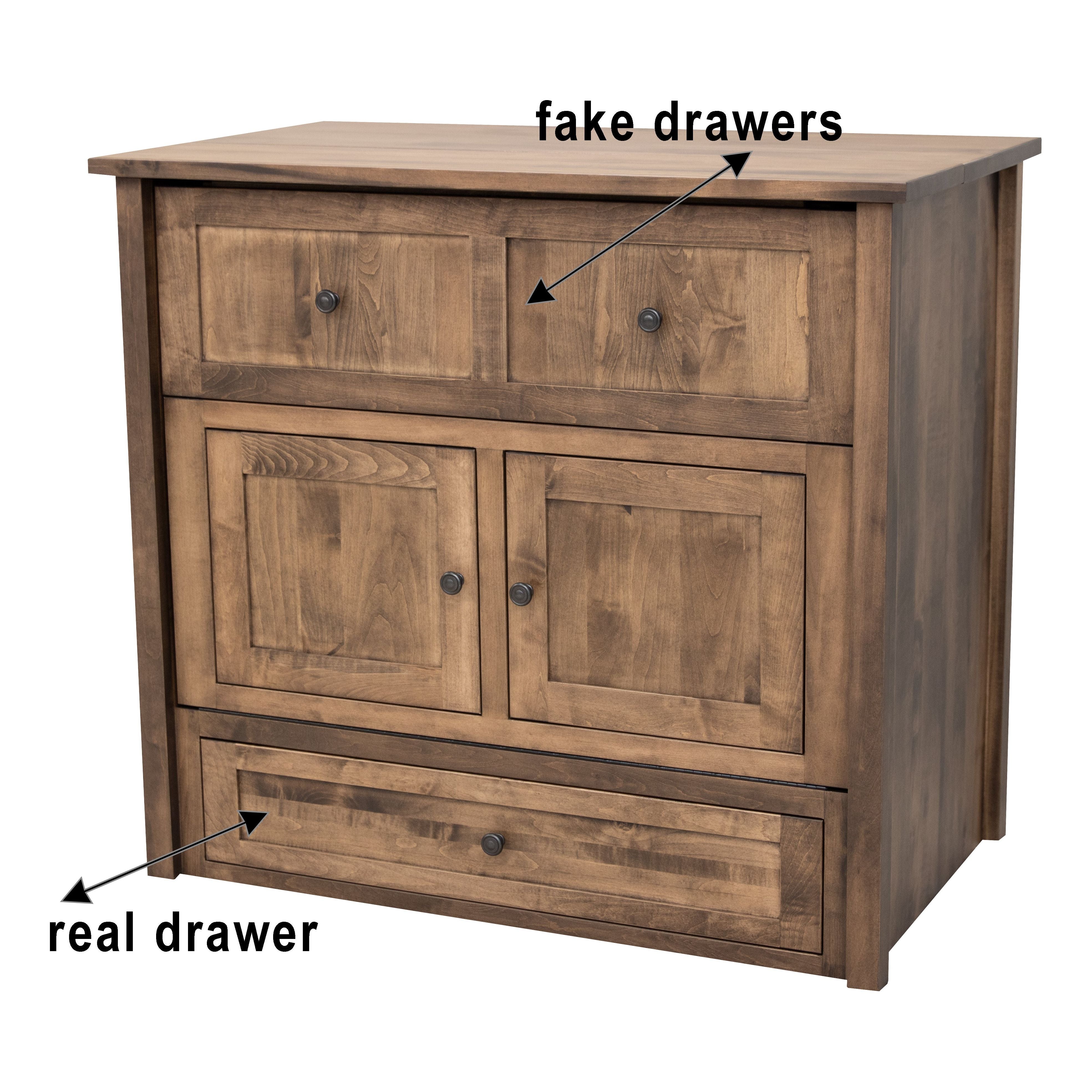 Mission Style Twin Size Murphy Bed Cabinet with Drawers