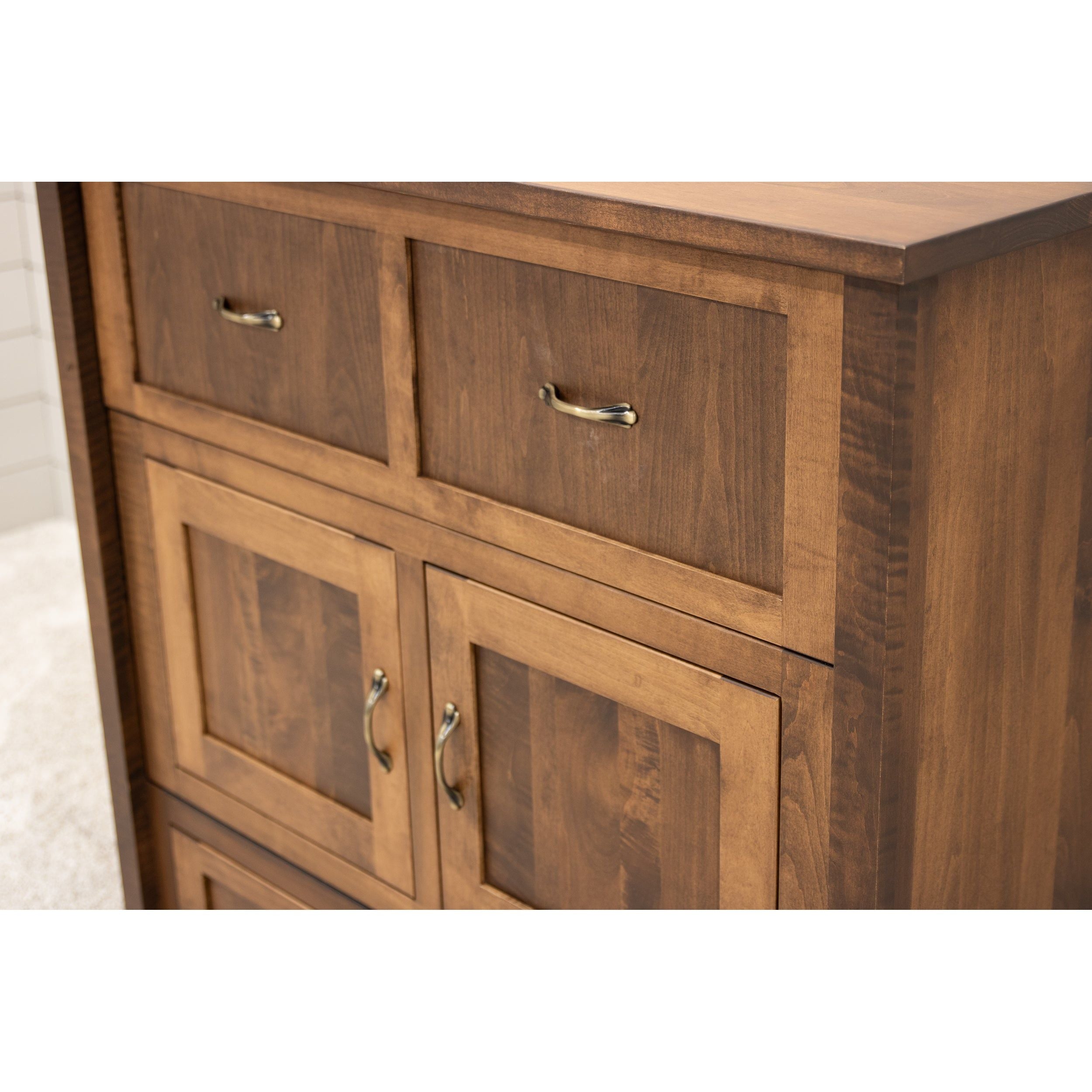 Mission Style Twin Size Murphy Bed Cabinet with Drawers