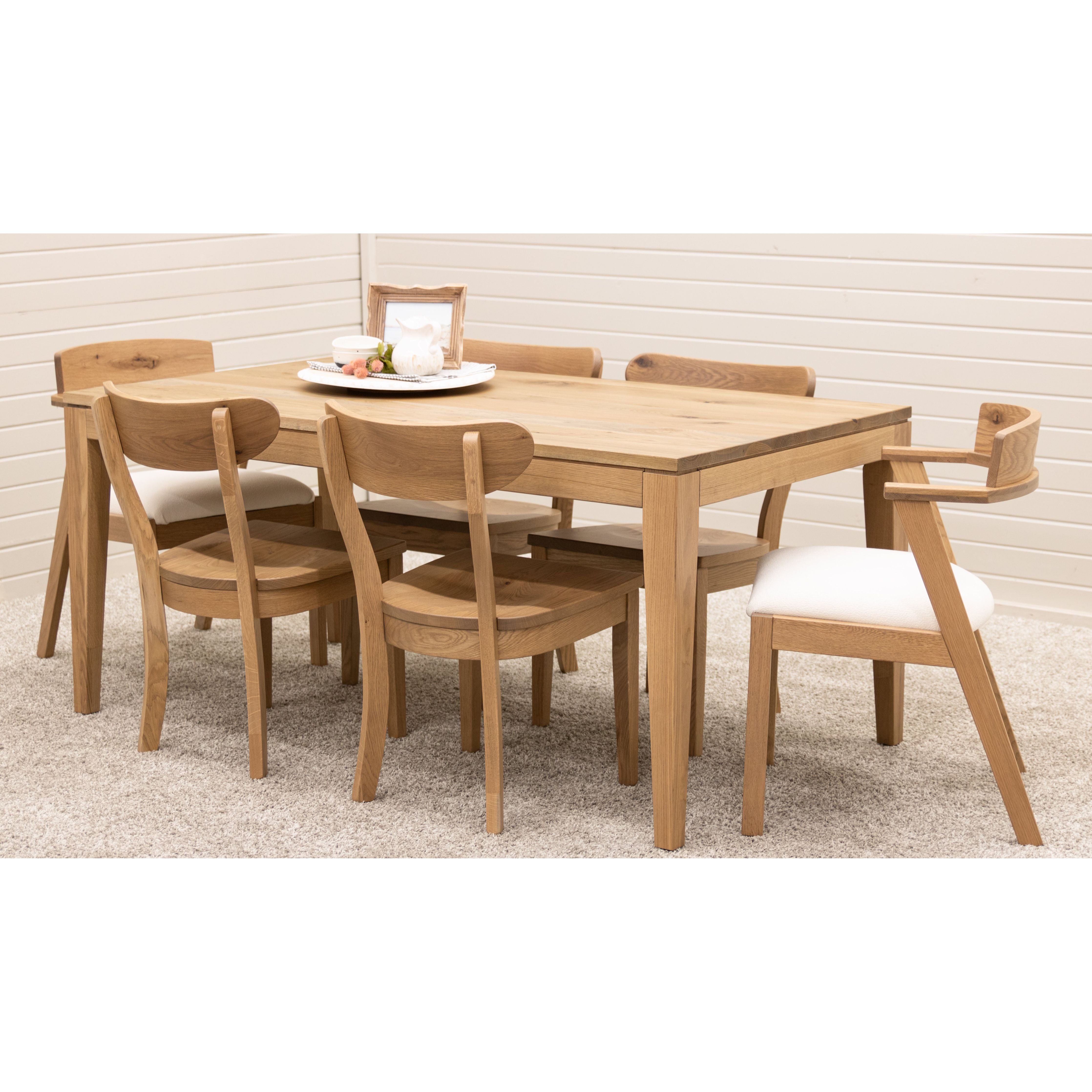 Cordelle White Oak Wood Mid Century Dining Chair with Fabric Seat | DS