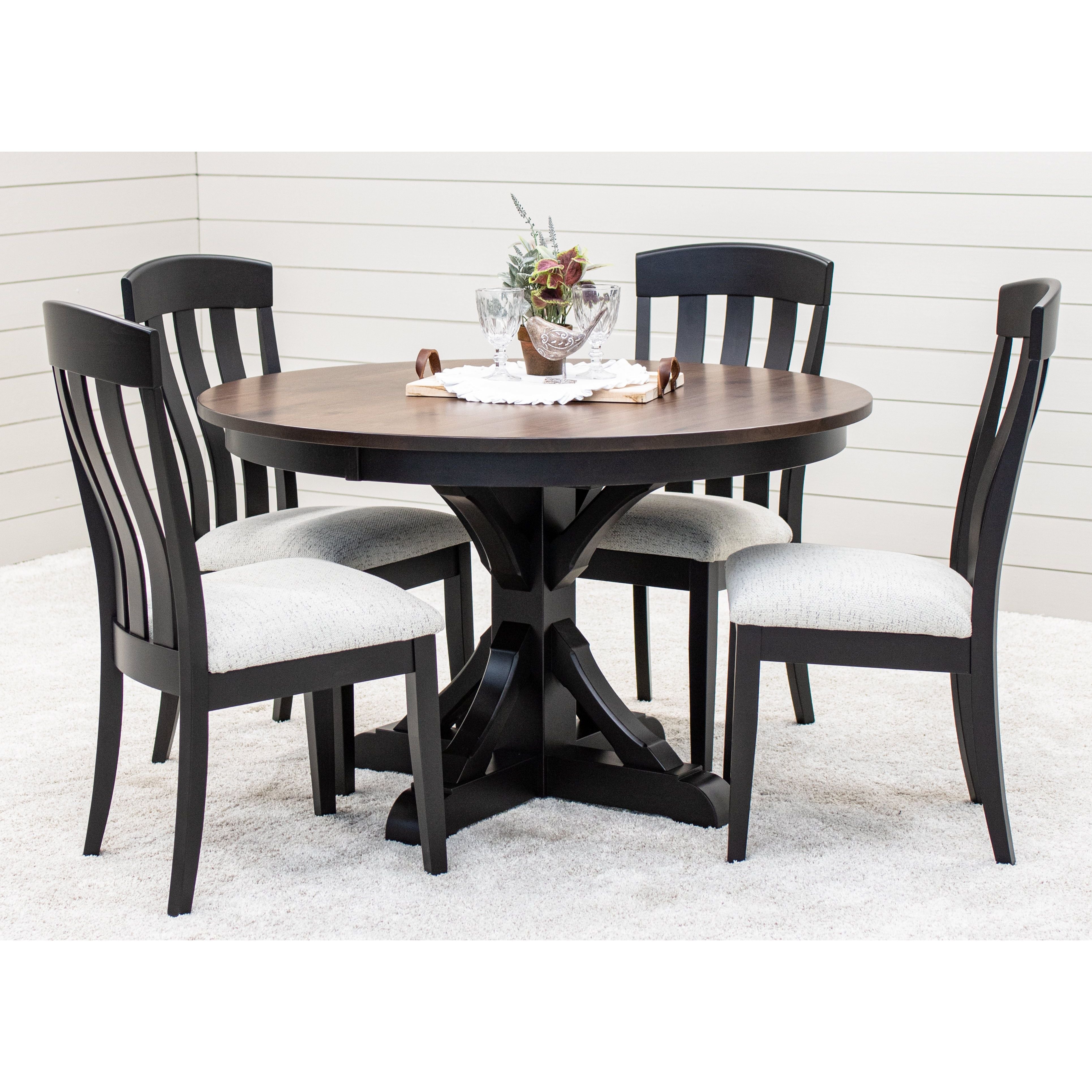 Newport Round Black & Wood Extending Dining Table | M-EB&CO