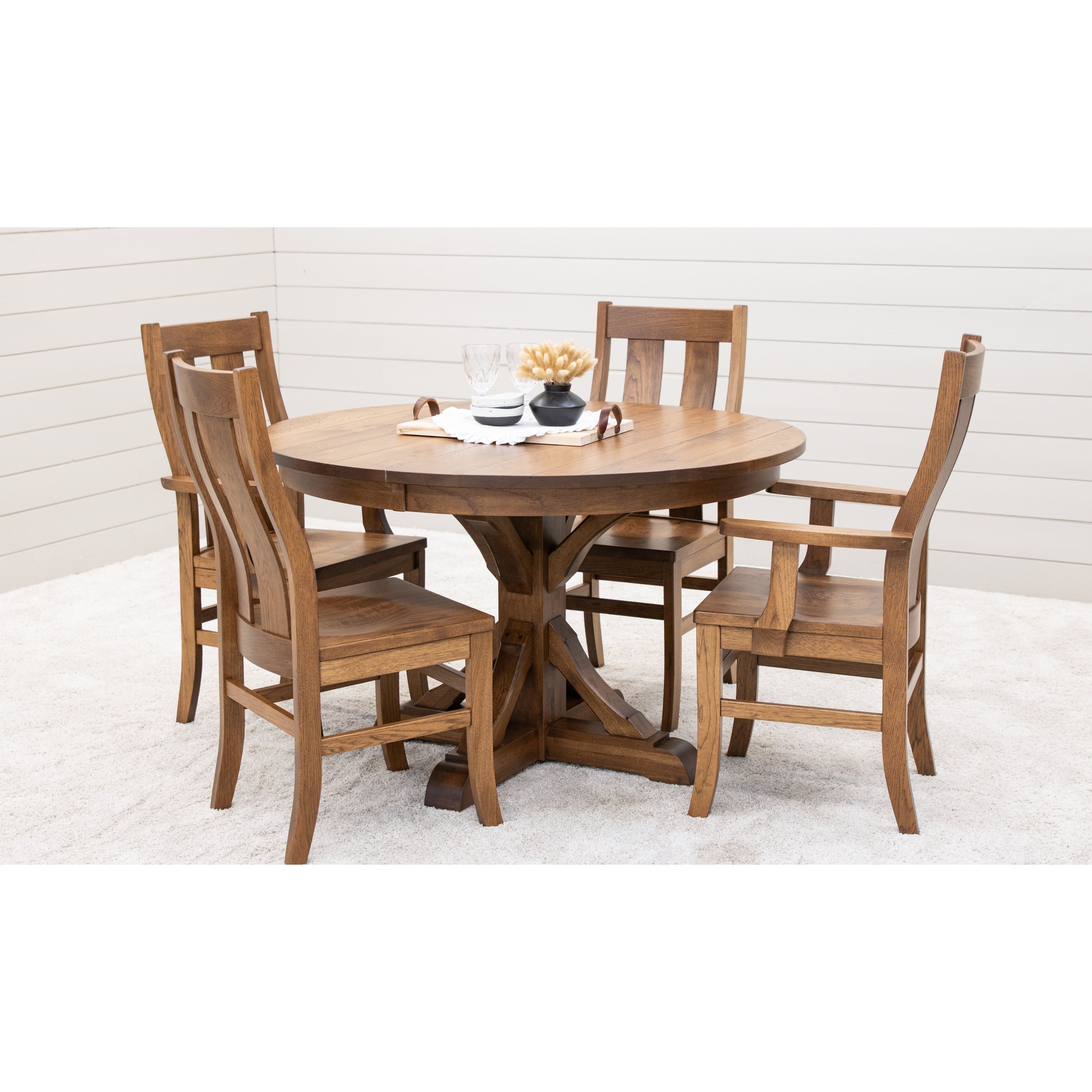 Newport Round Hickory Wood Extending Dining Table | HC