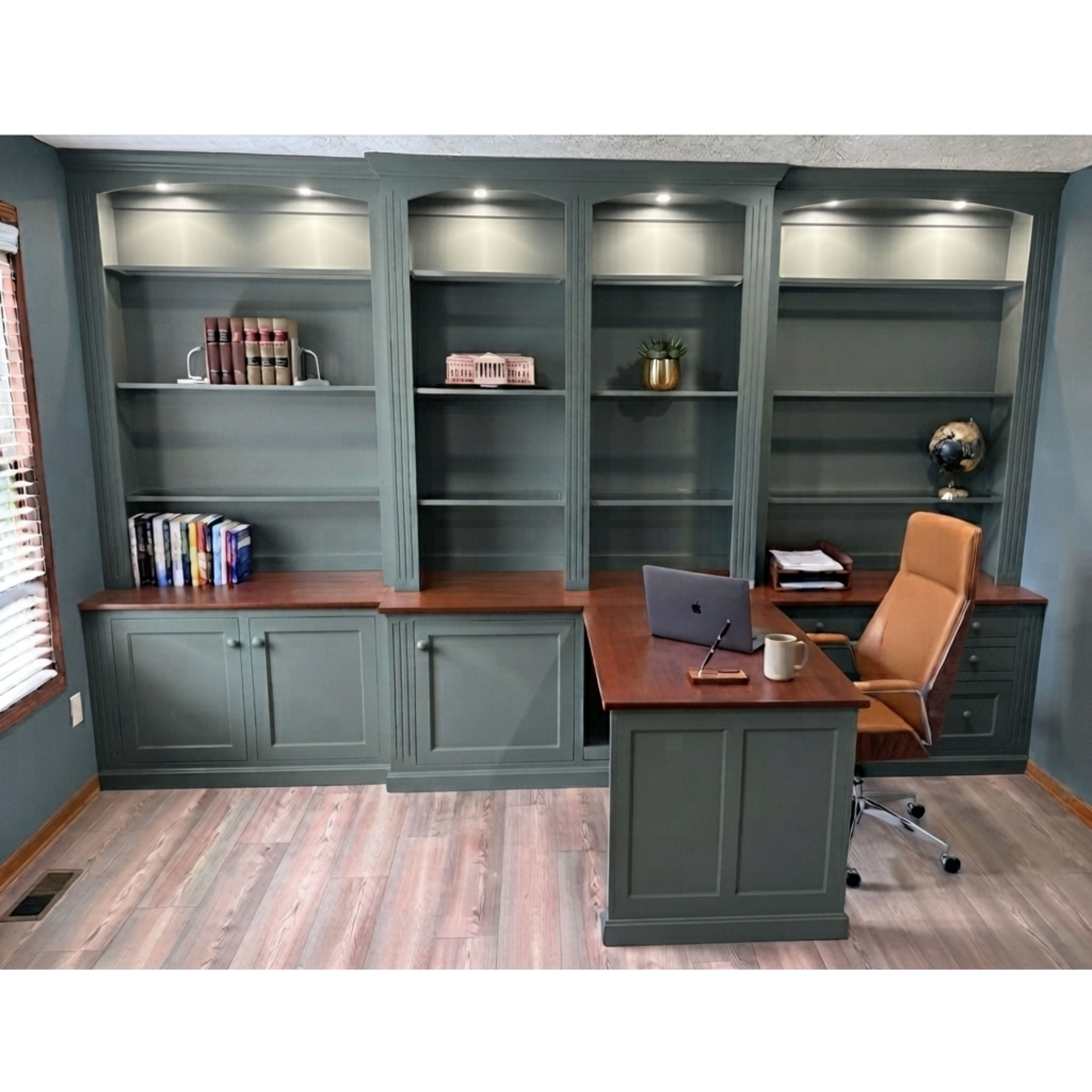 Custom Built - In Maple Fluted Partners Desk with Storage