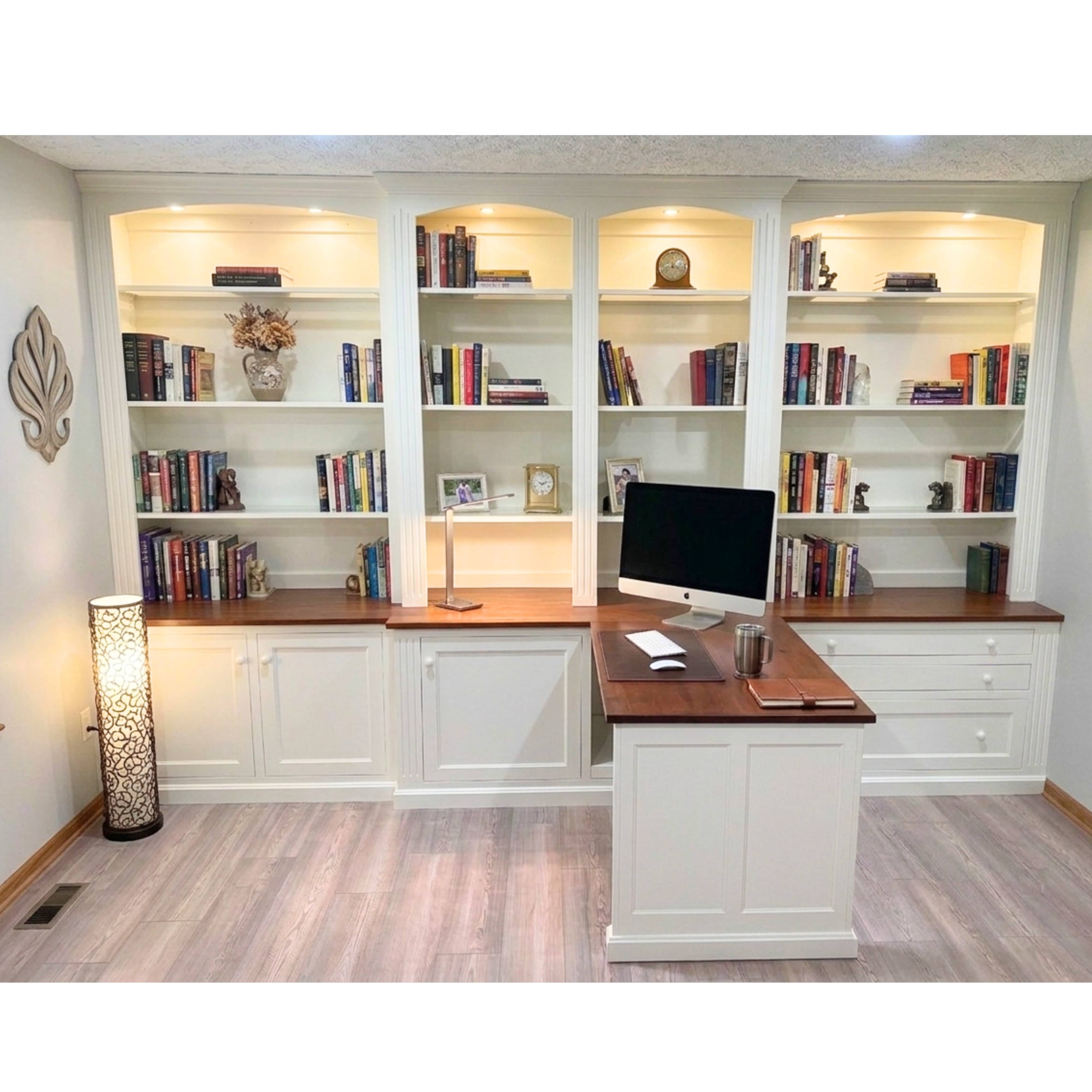 Custom Built - In Maple Fluted Partners Desk with Storage