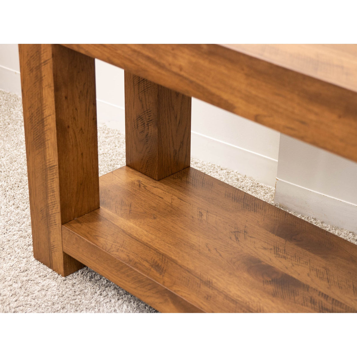 Oxford Hickory Wood Sofa Table with Shelf | HC
