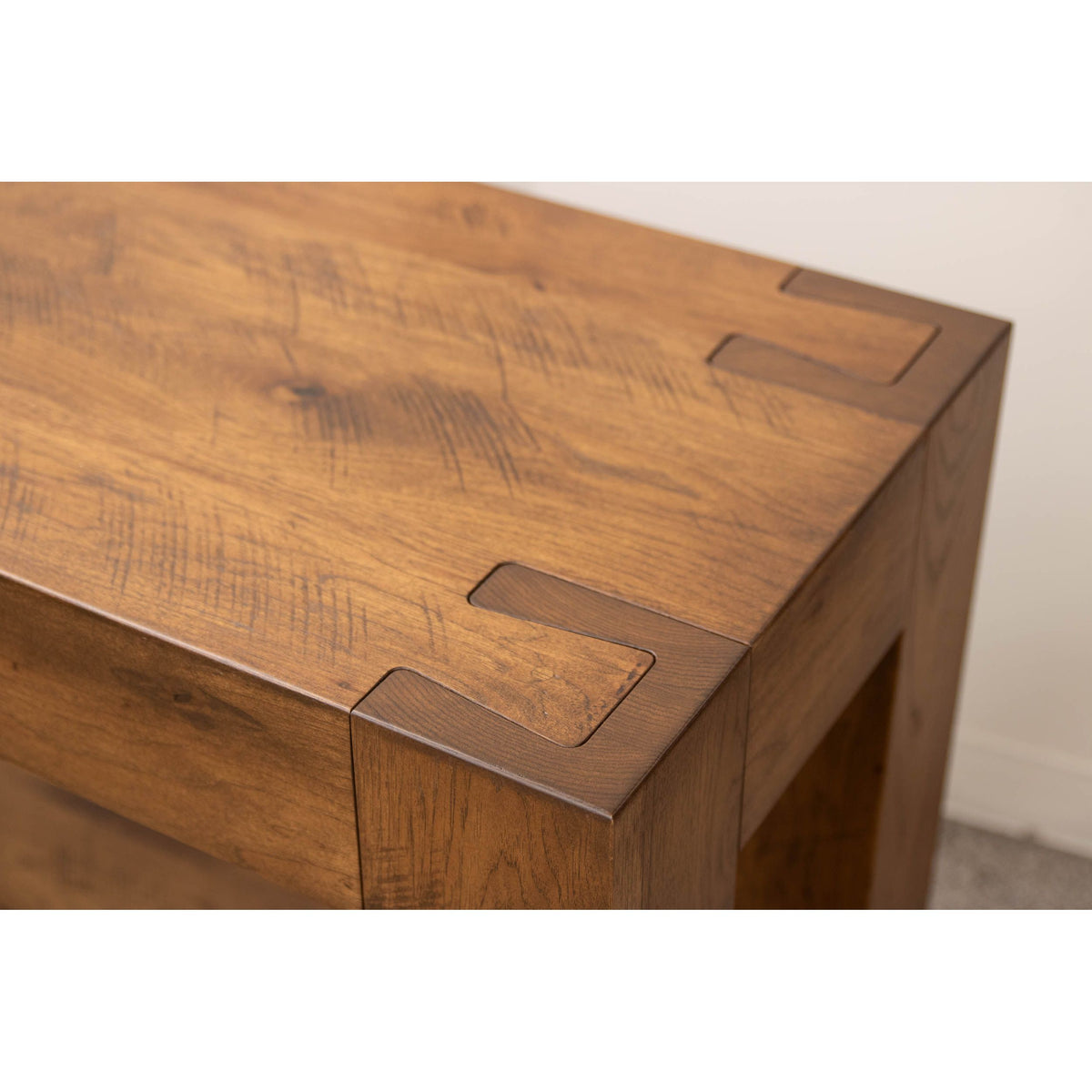 Oxford Hickory Wood Sofa Table with Shelf | HC