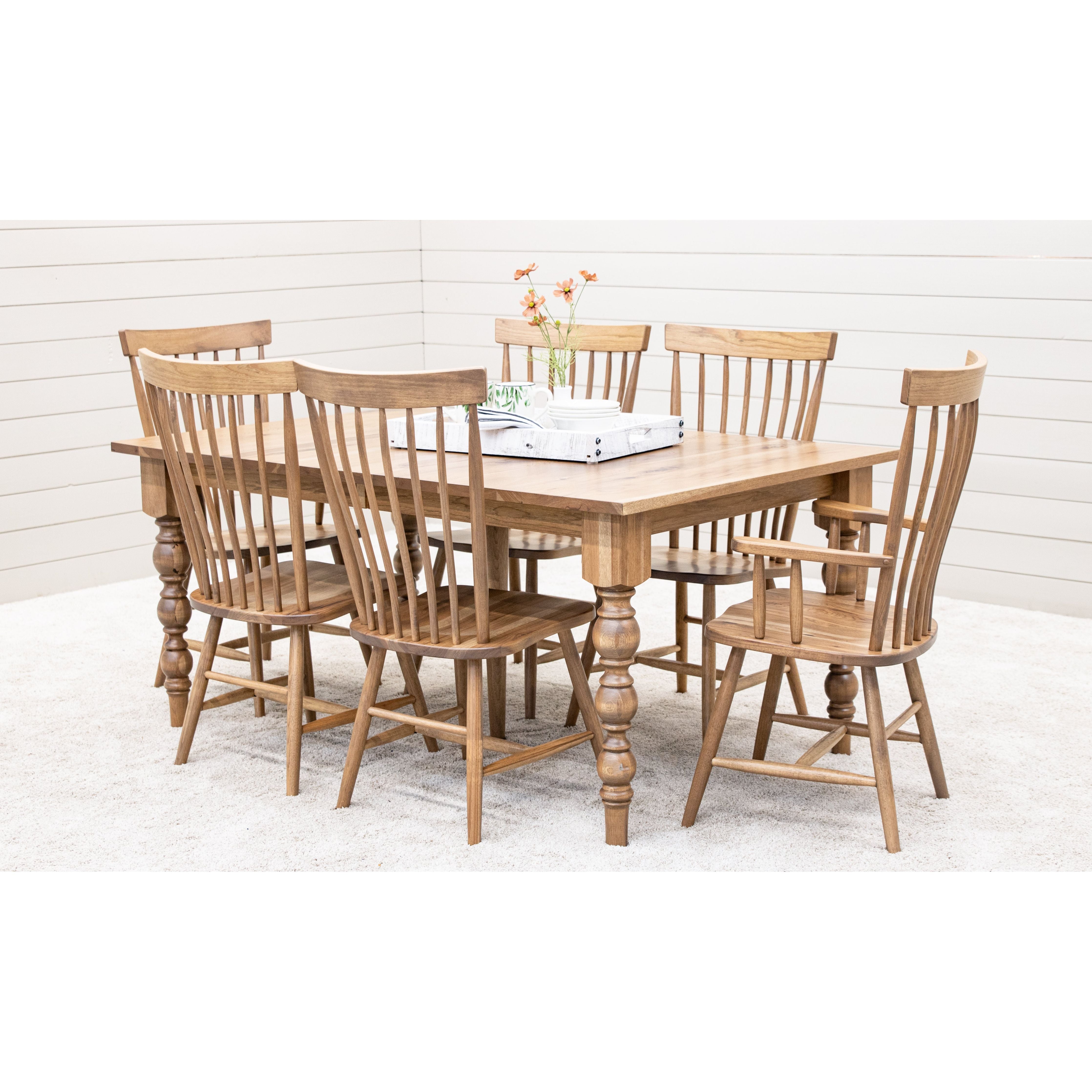 Parson Turned Leg Hickory Wood Large Extending Dining Table | WB