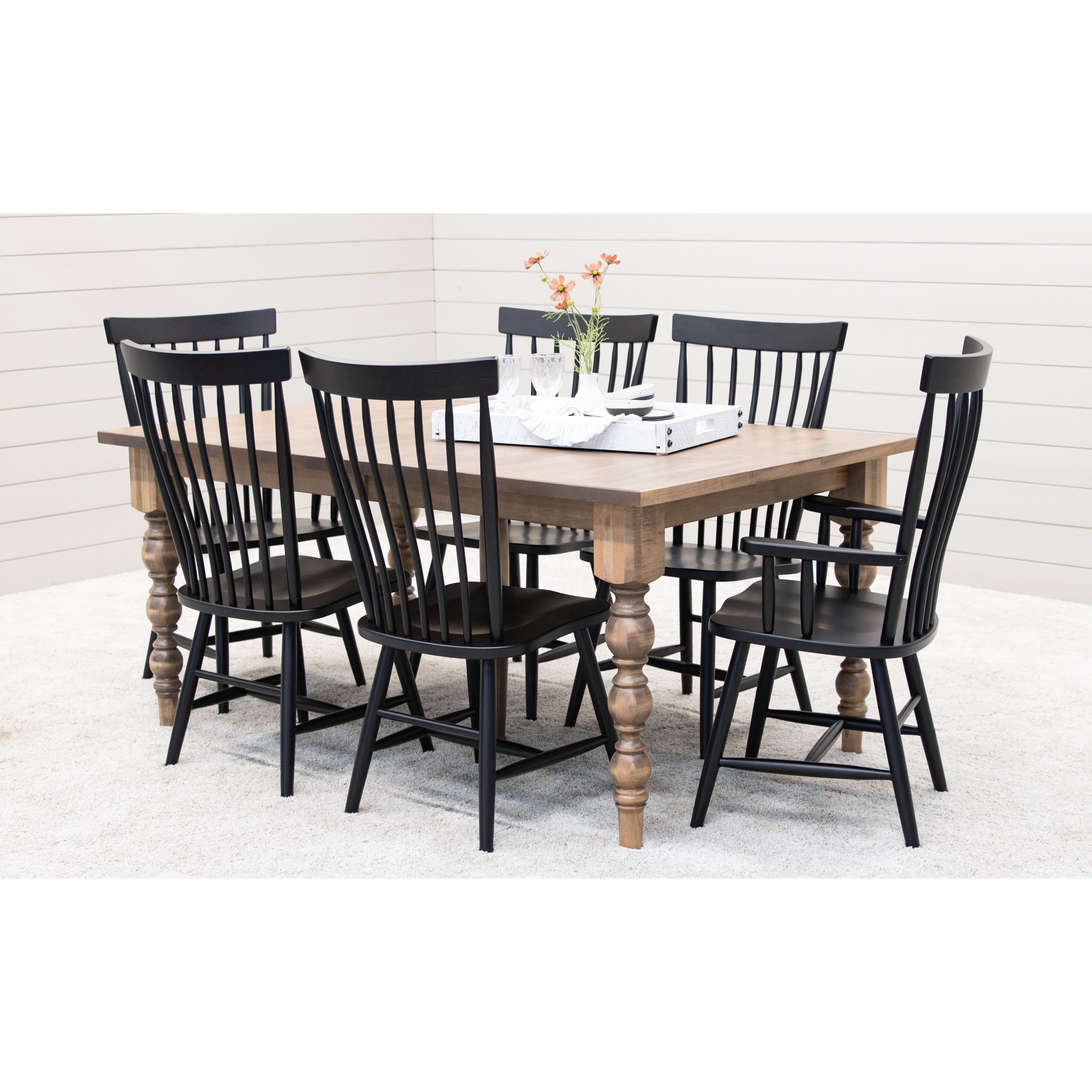 Parson Turned Leg Maple Wood Large Extending Dining Table | WB