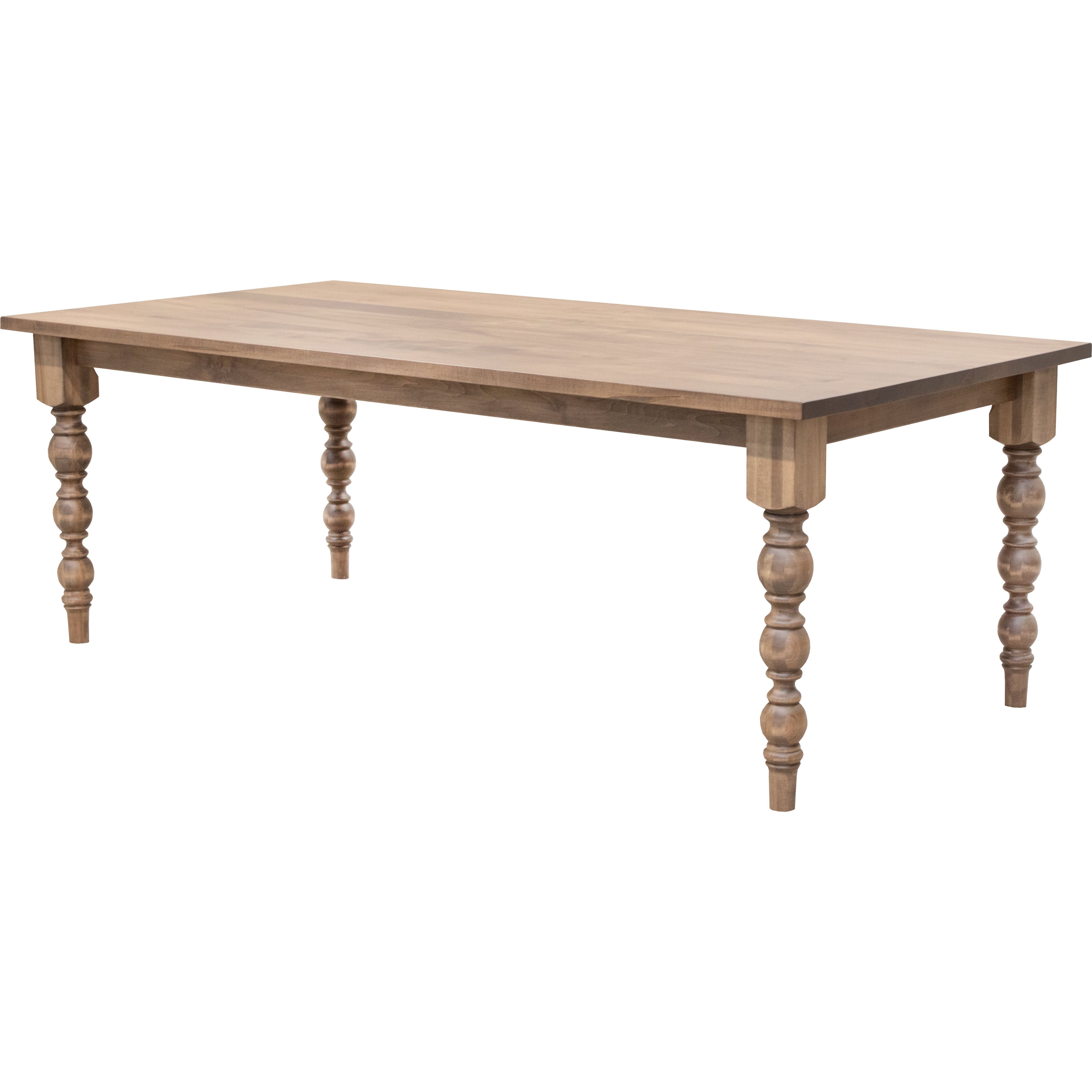 A solid Maple wood Parson Turned Leg Extendable Dining Table in light Willowbend stain