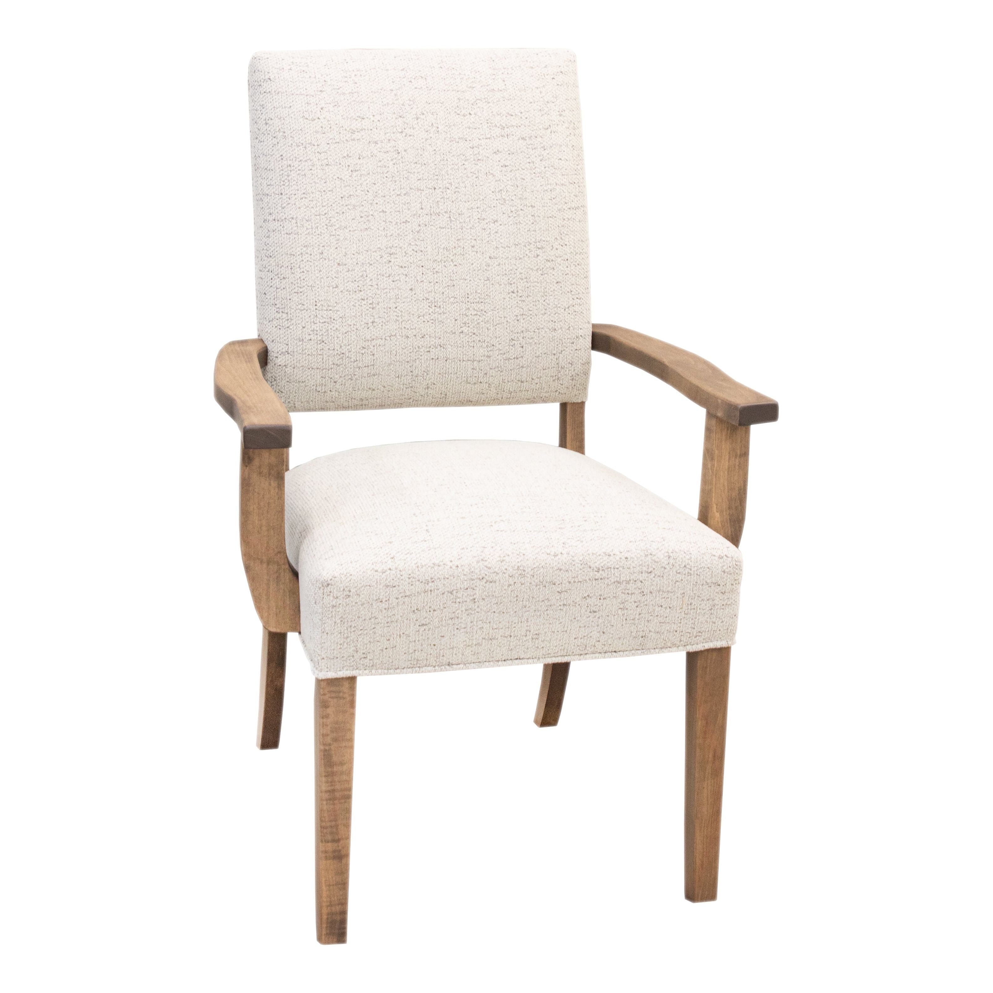 Parsons Open Back Upholstered Dining Chair with Wood Arms | 22-63