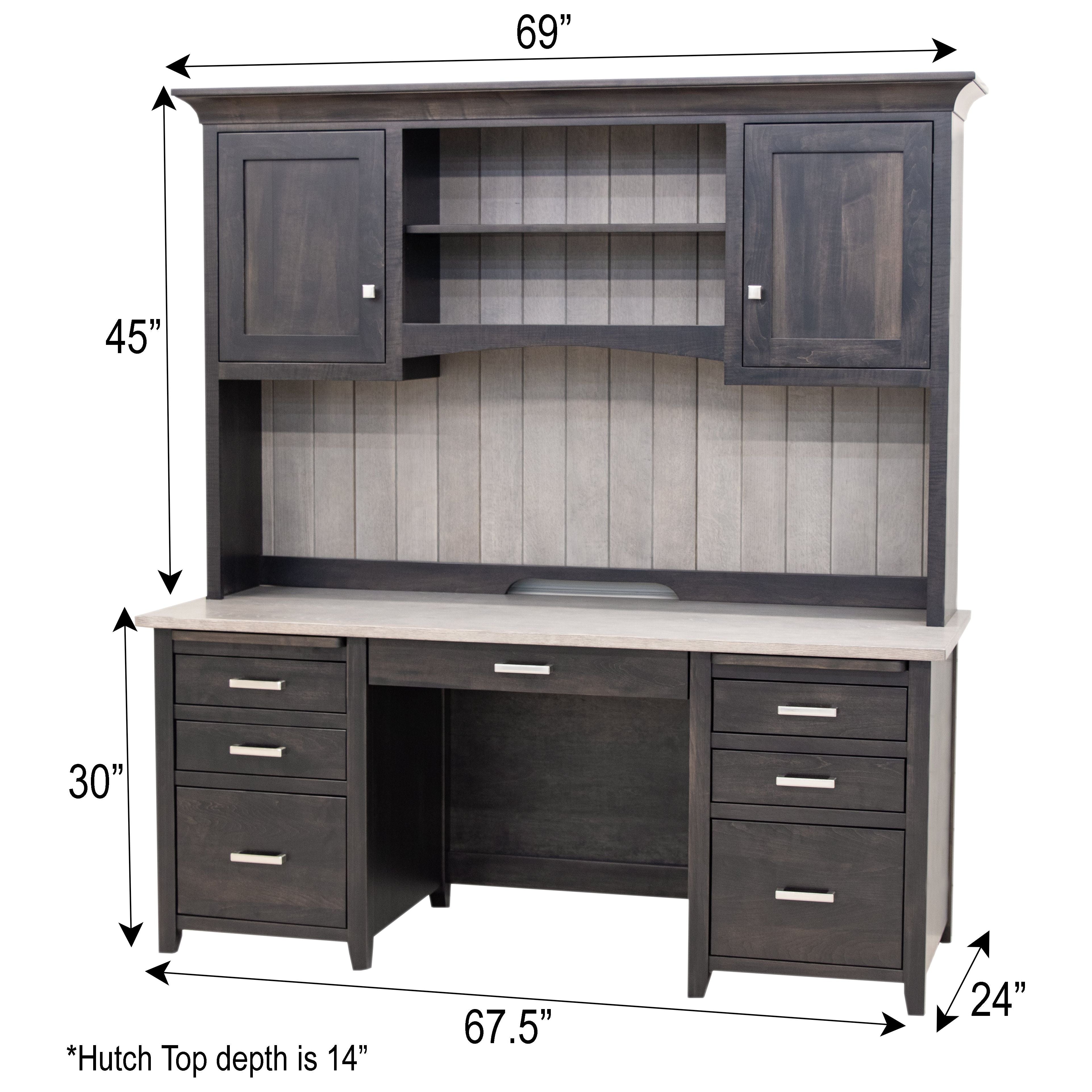 Phoenix Black & Wood Desk with Hutch Top | M-DK&RWO-GRB