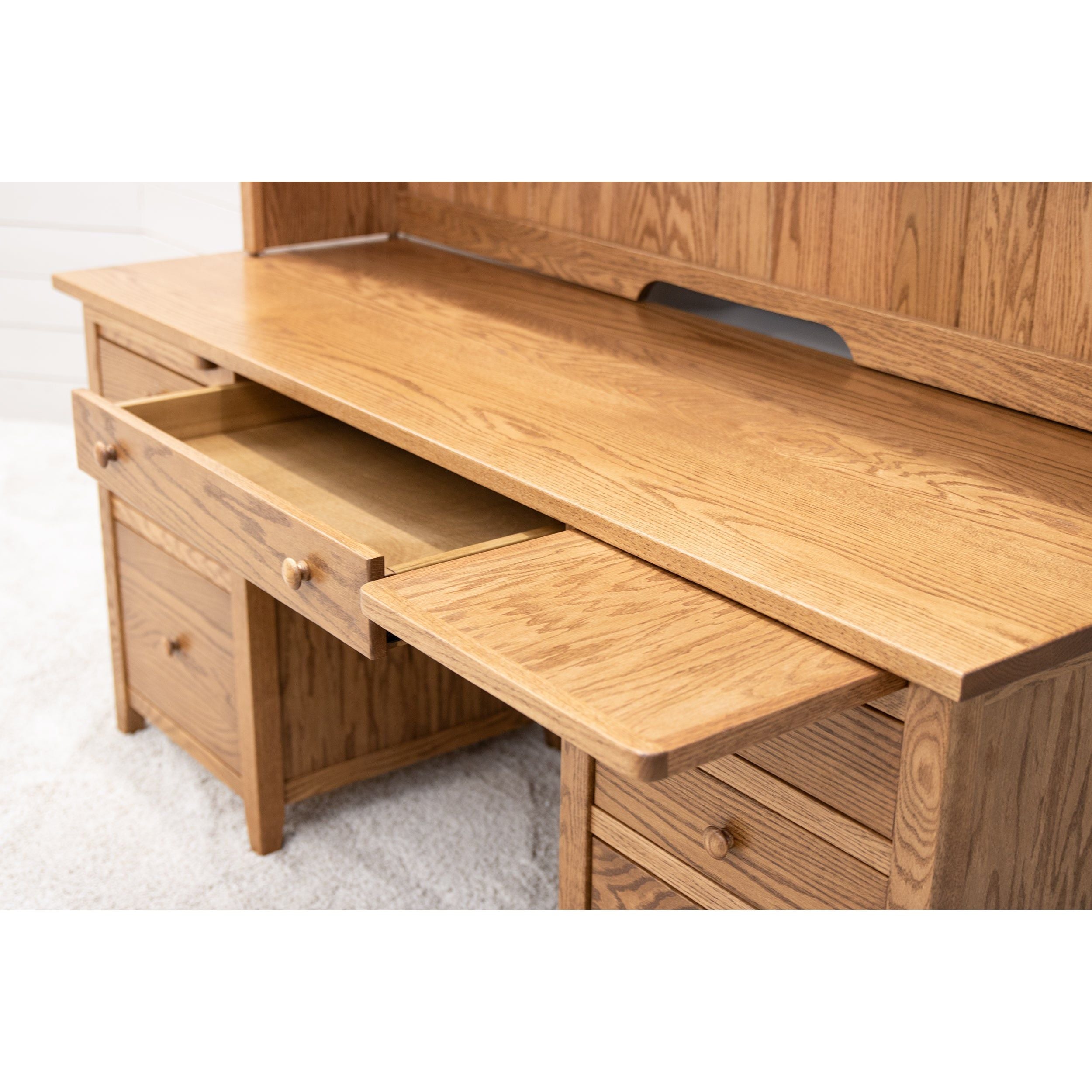 Phoenix Oak Wood Desk with Hutch Top | FW