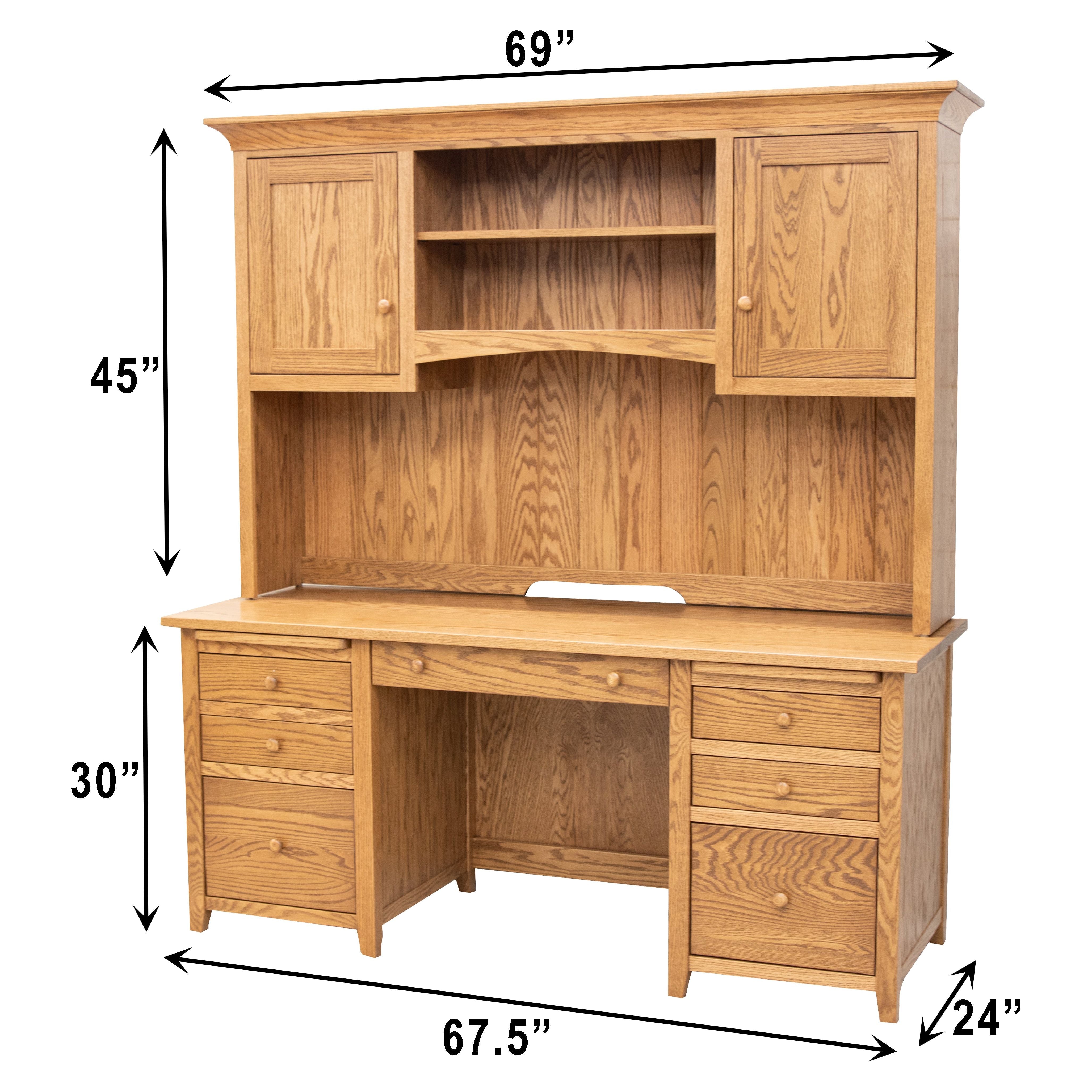 Phoenix Oak Wood Desk with Hutch Top | FW