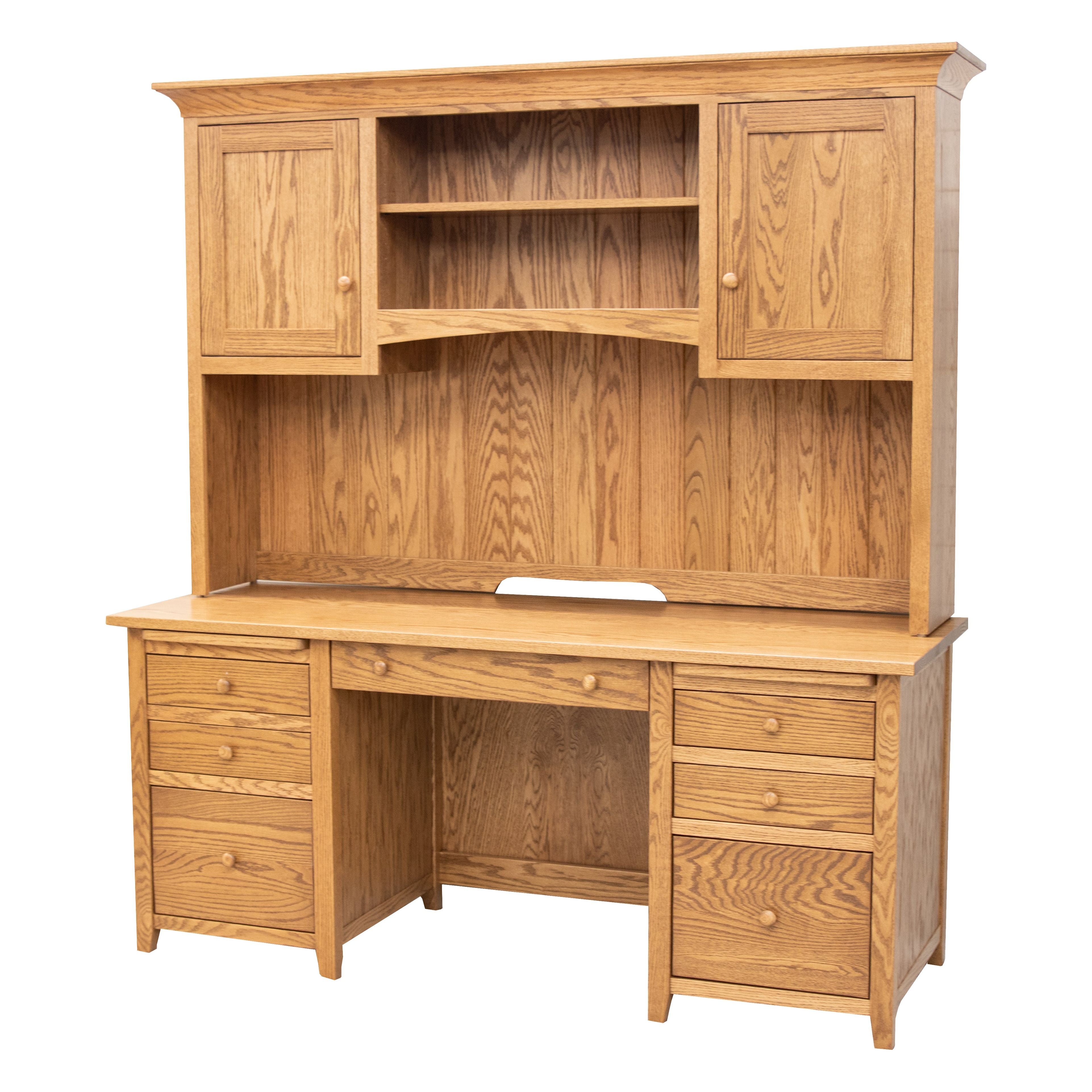 Phoenix Oak Wood Desk with Hutch Top | FW