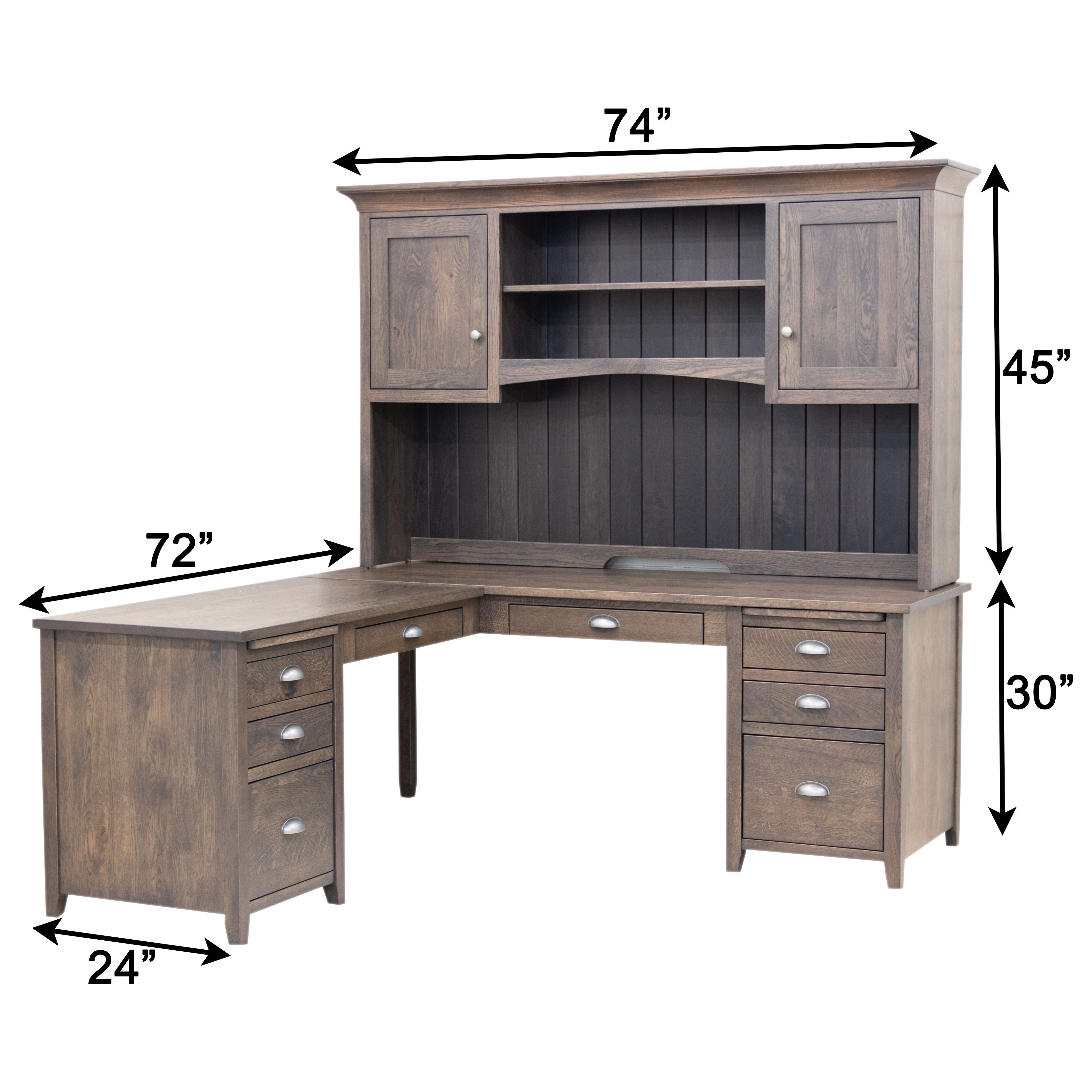 Phoenix L White Oak Wood Desk with Hutch Top | SB