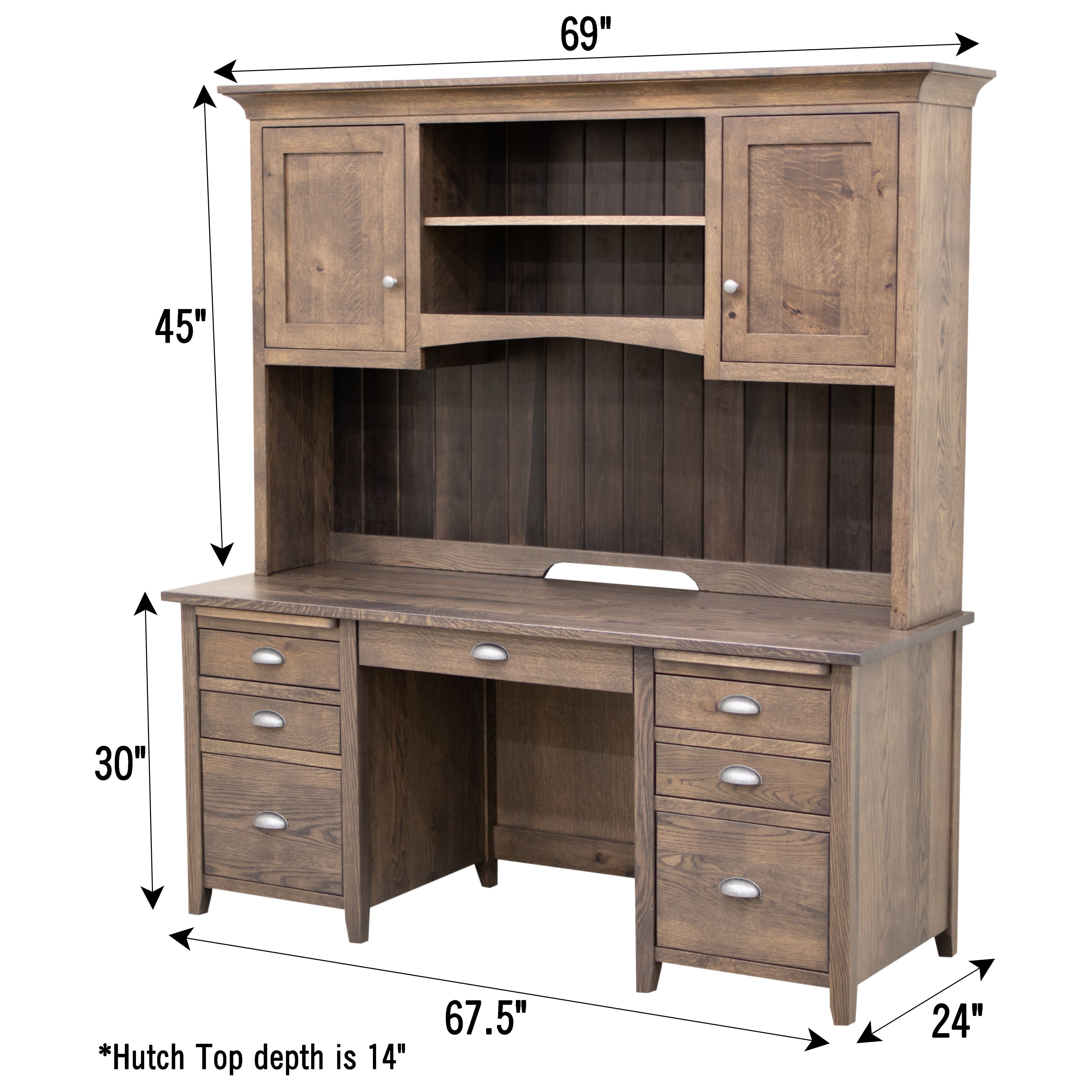 Phoenix White Oak Wood Desk with Hutch Top | SB