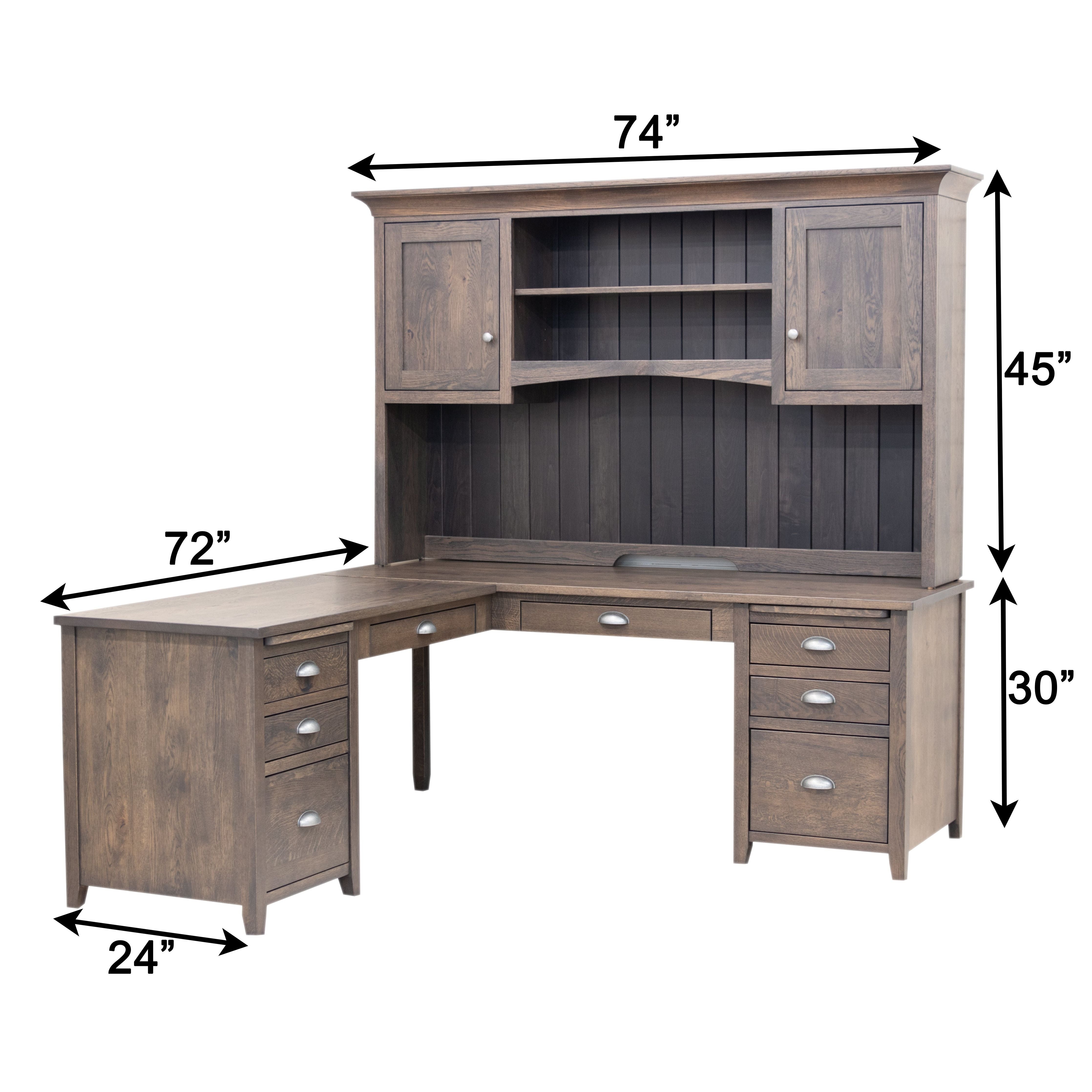 Phoenix L White Oak Wood Desk with Hutch Top | SB