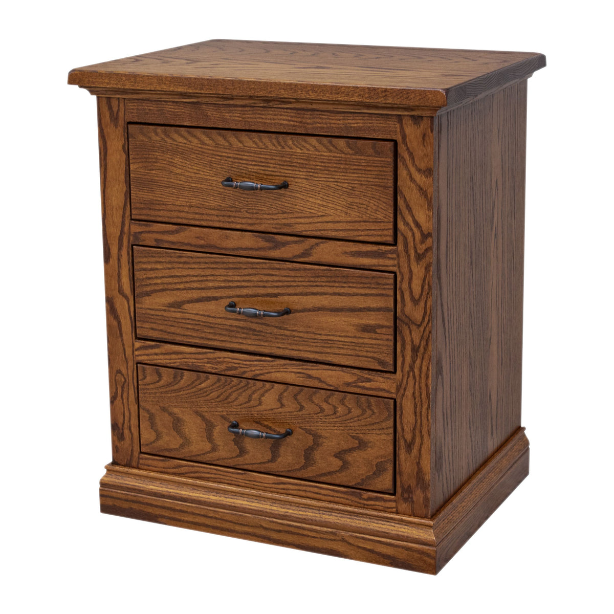 Portland Oak Wood 3-Drawer Nightstand | ASB