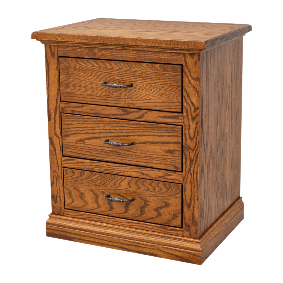 Portland Oak Wood 3-Drawer Nightstand | MC