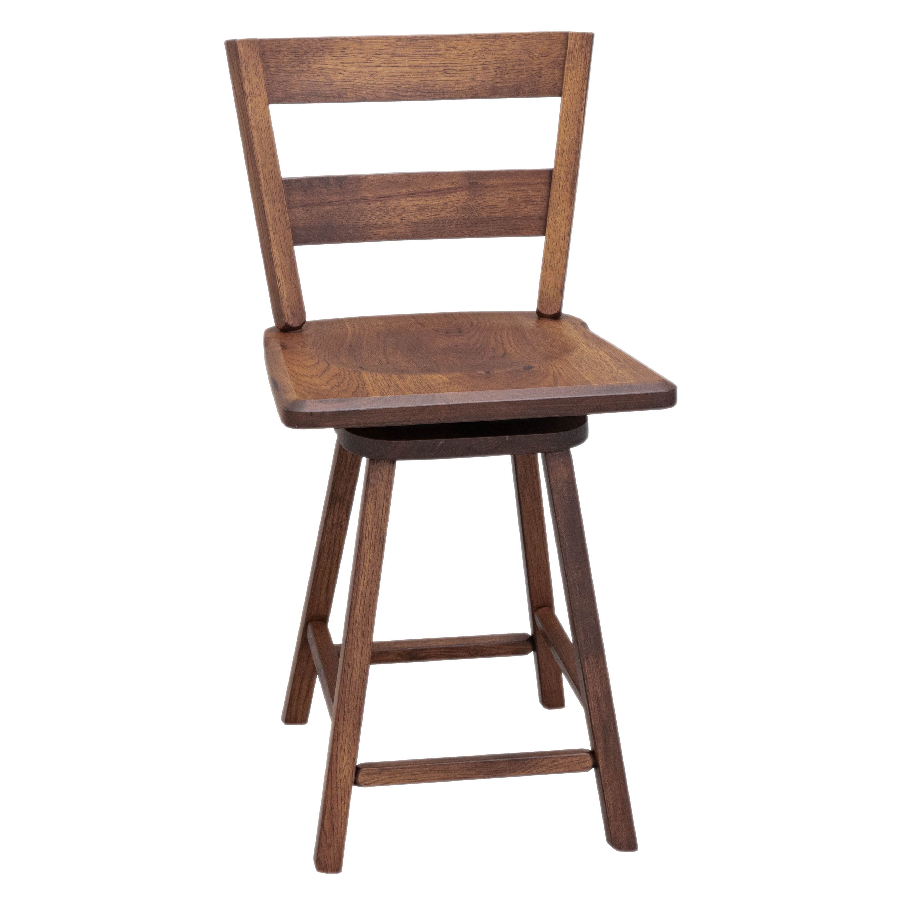 Post Mission 24" Hickory Wood 2-Slat Swivel Bar Stool | ASB