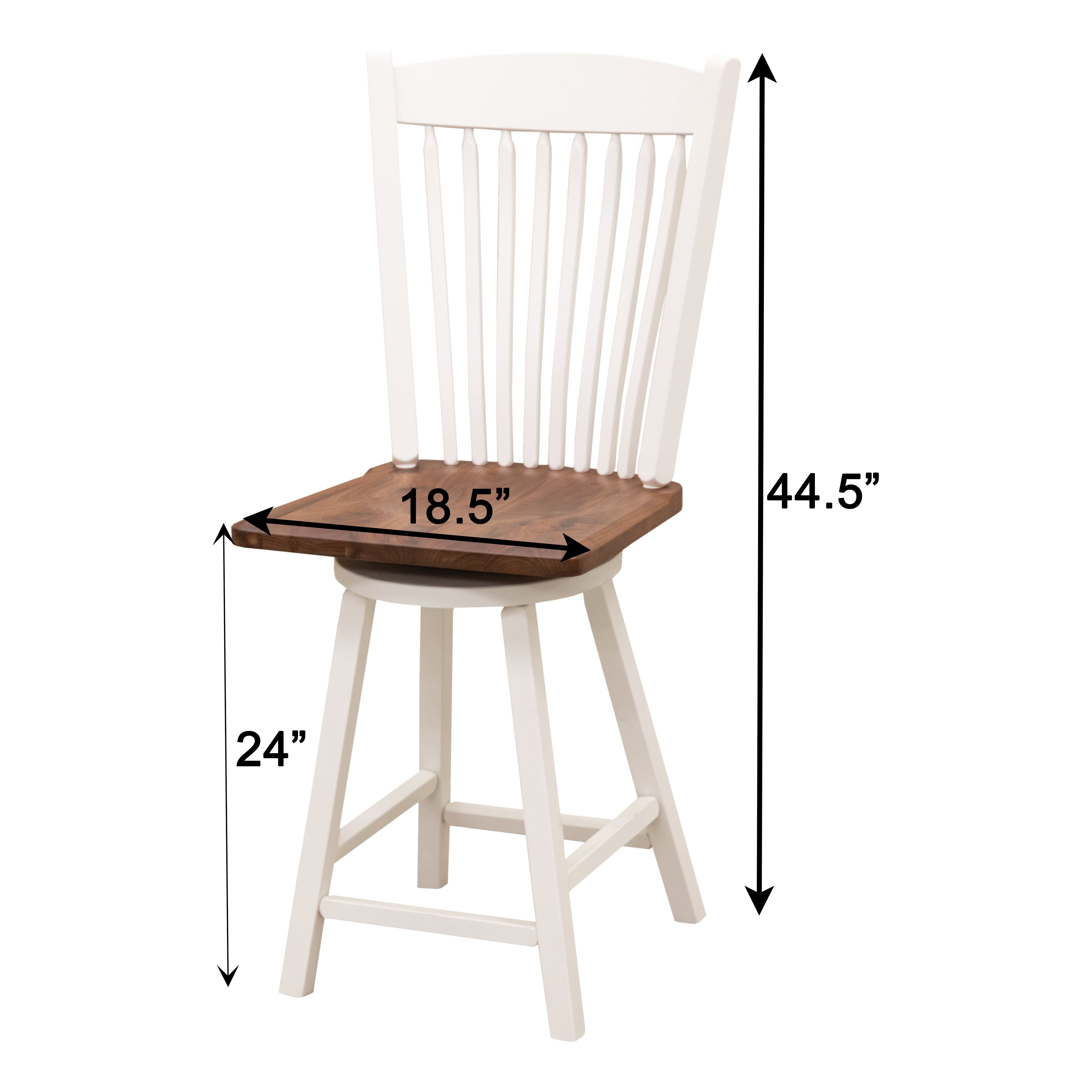 Post Mission 24" White & Wood Arch Top Swivel Bar Stool | M-DW&W-NAT