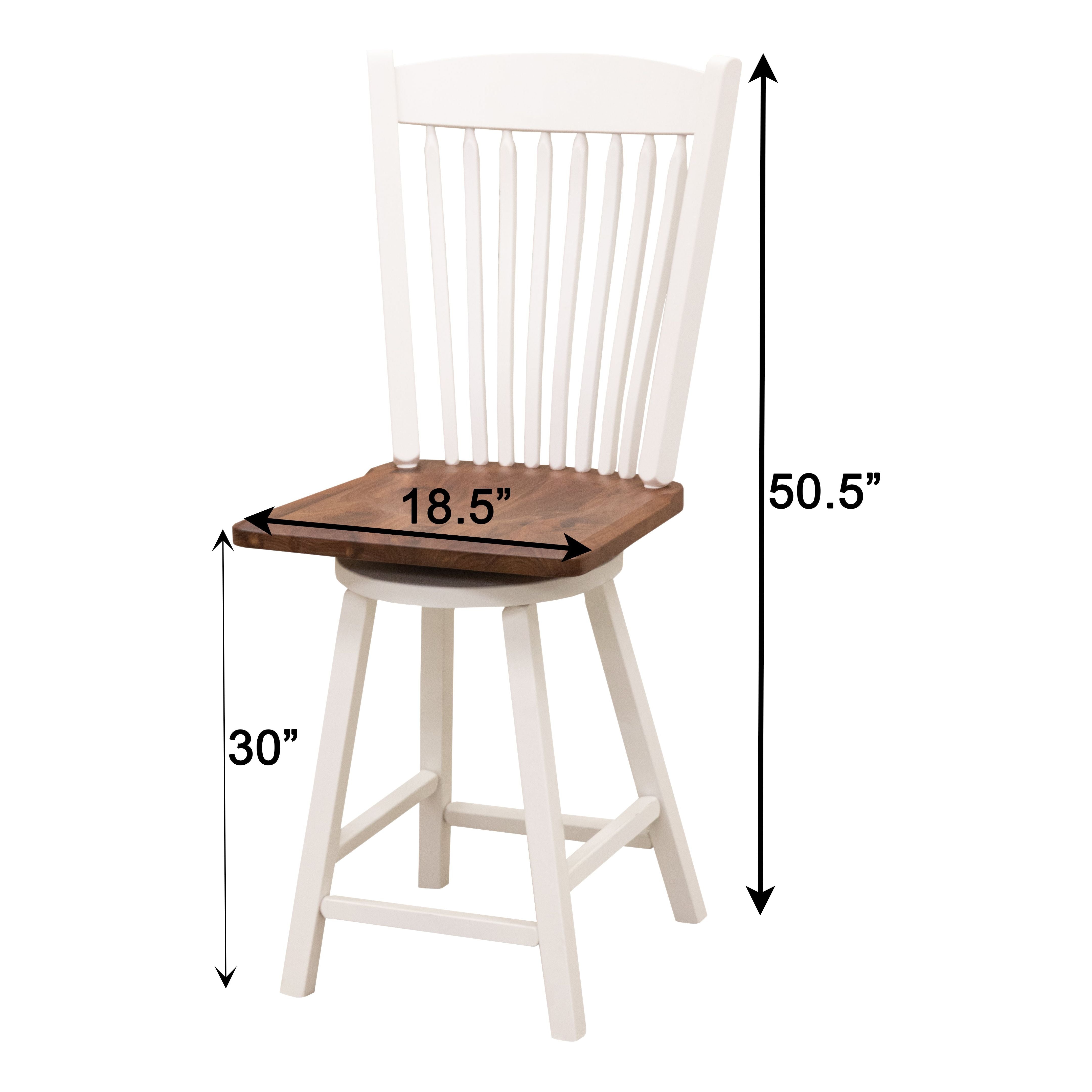 Post Mission 24" White & Wood Arch Top Swivel Bar Stool | M-DW&W-NAT