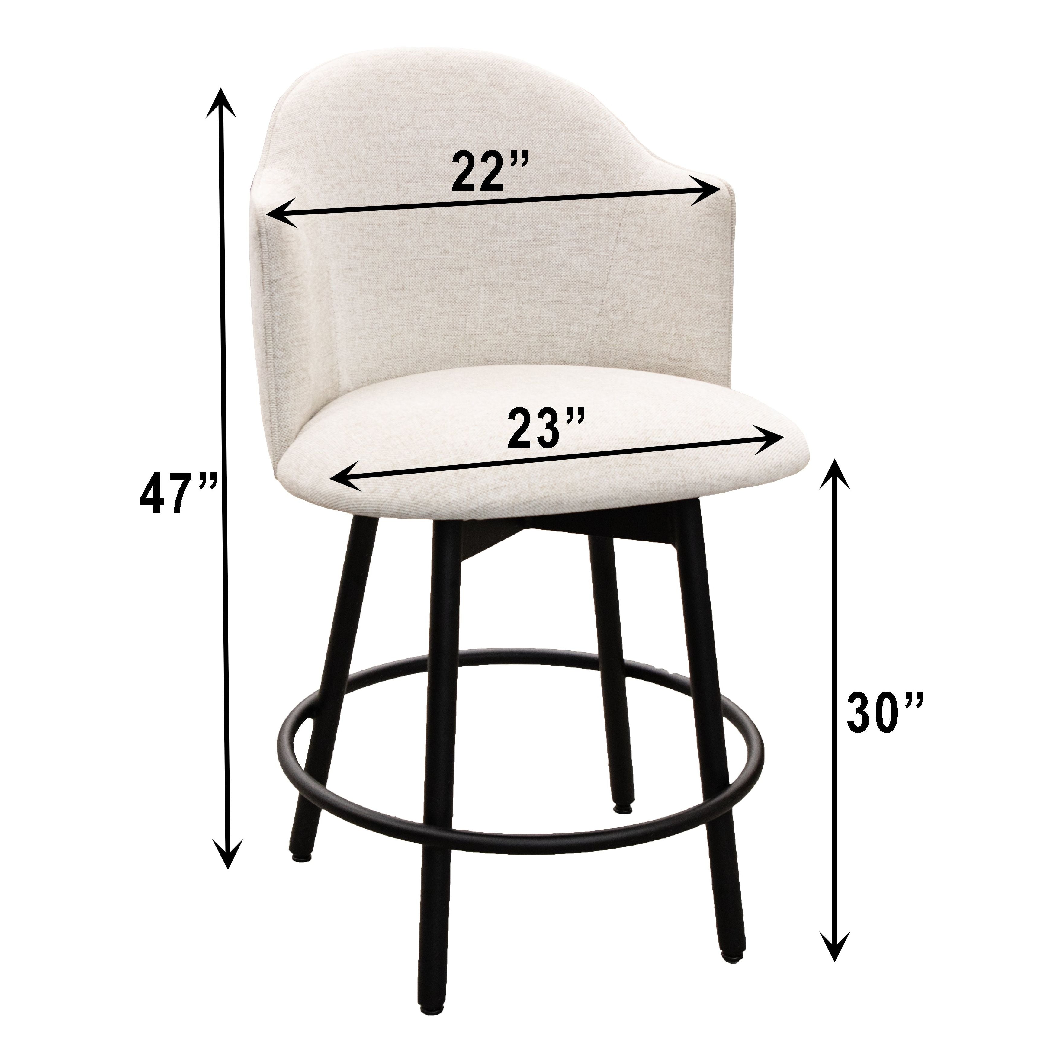 Reno 24" Upholstered Swivel Bar Stool with Black Metal Base | C2-39