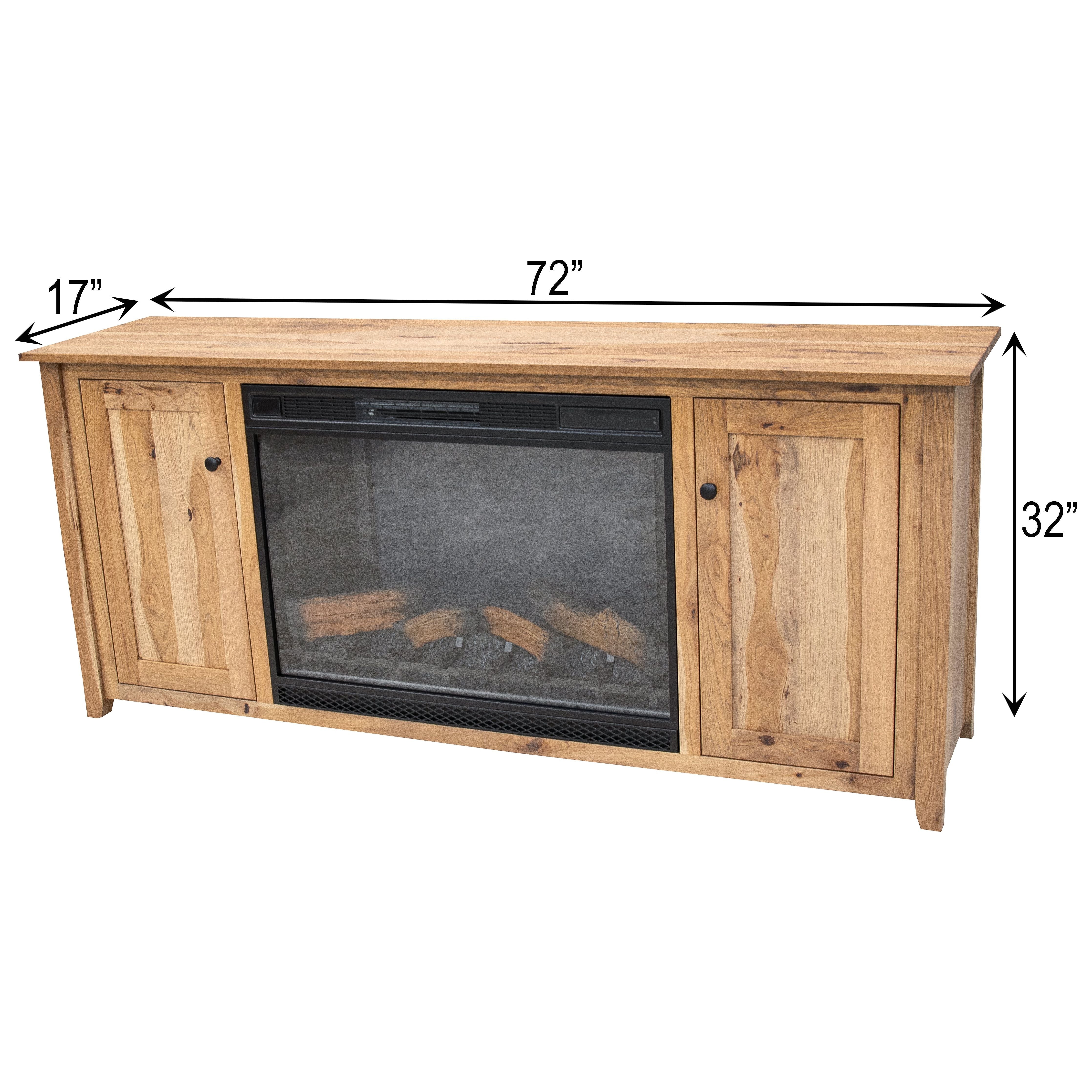 Riverton 72" Hickory Wood TV Console with Electric Fireplace Insert | WB