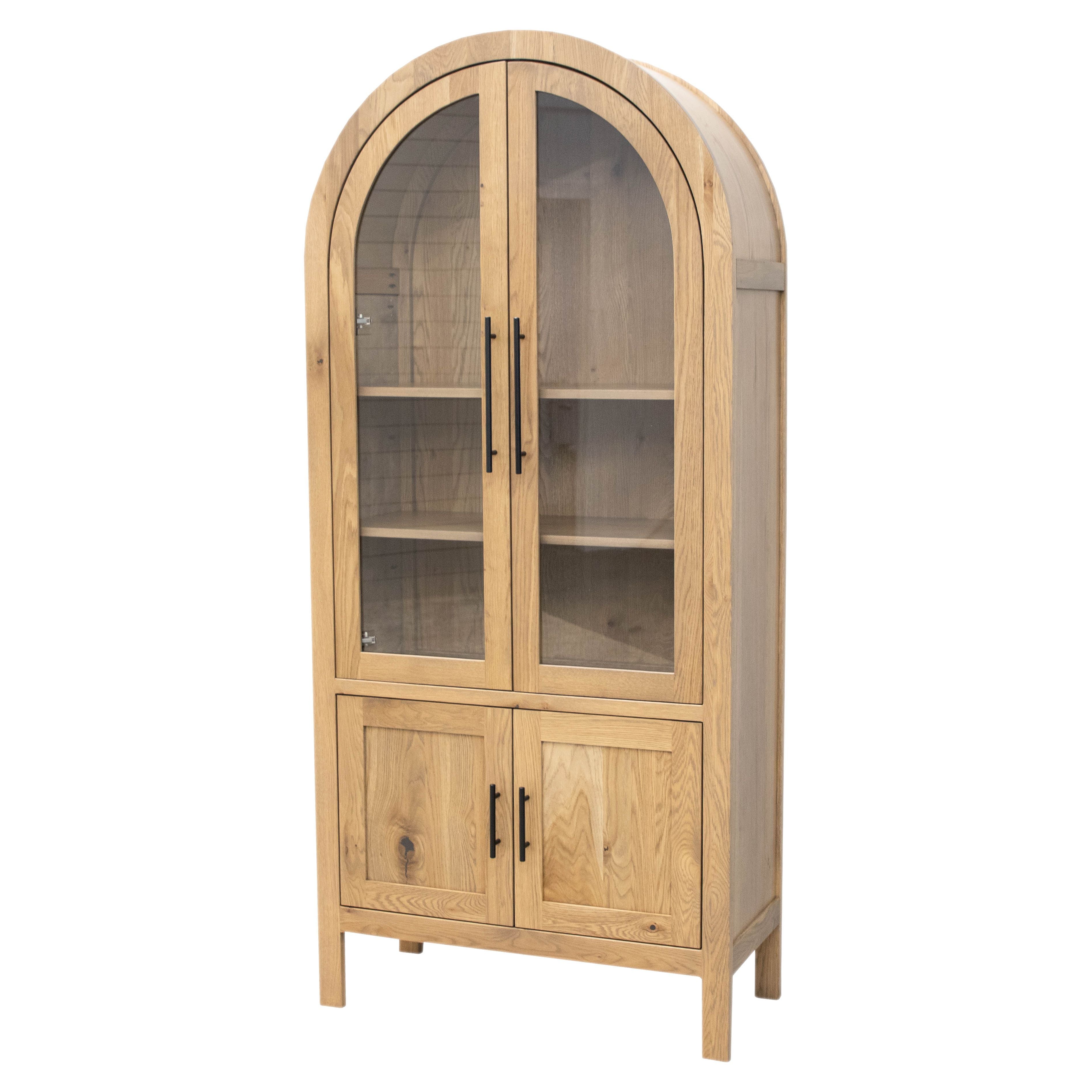 Wilmington White Oak Wood Arched Bookcase with Doors | DS
