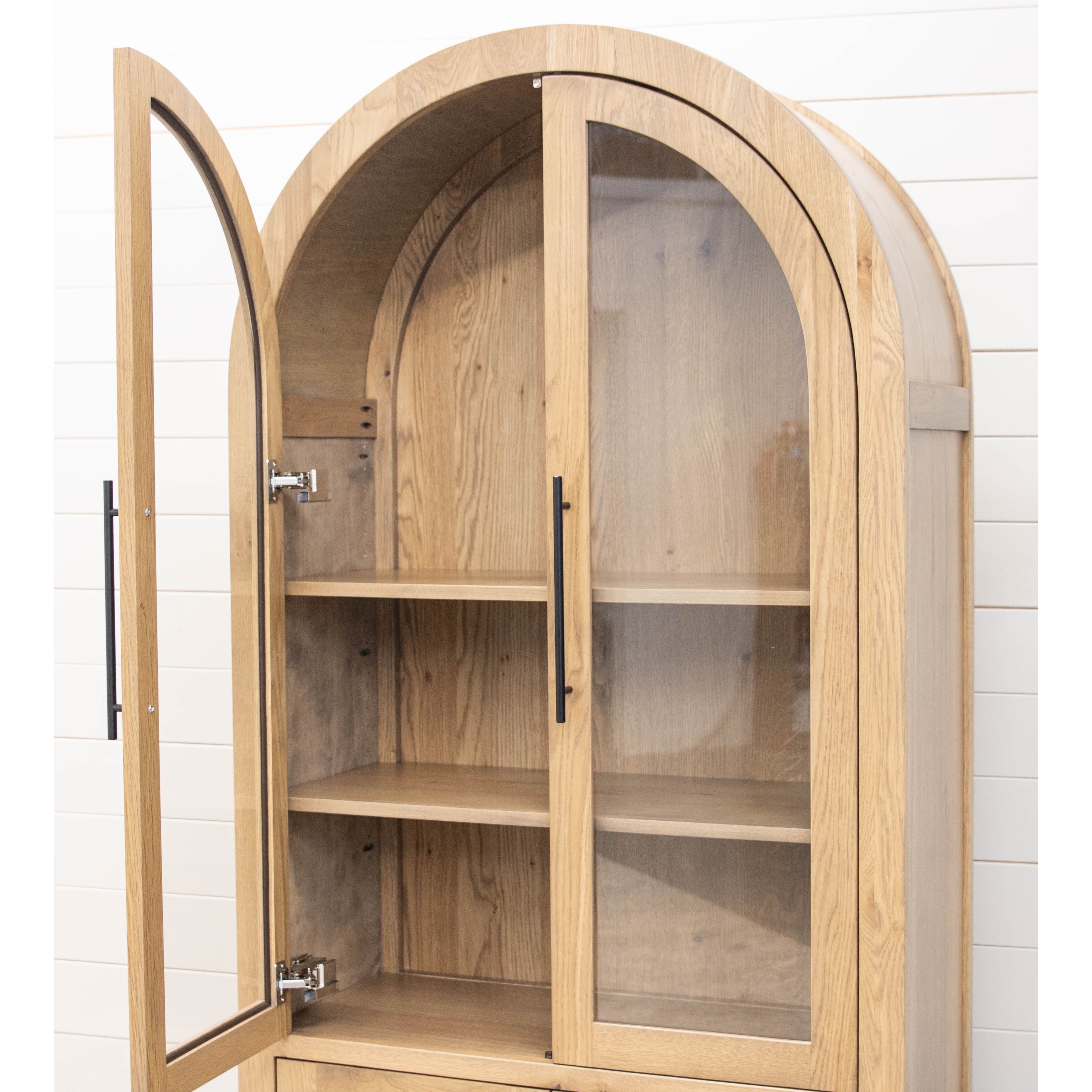 Wilmington White Oak Wood Arched Bookcase with Doors | DS