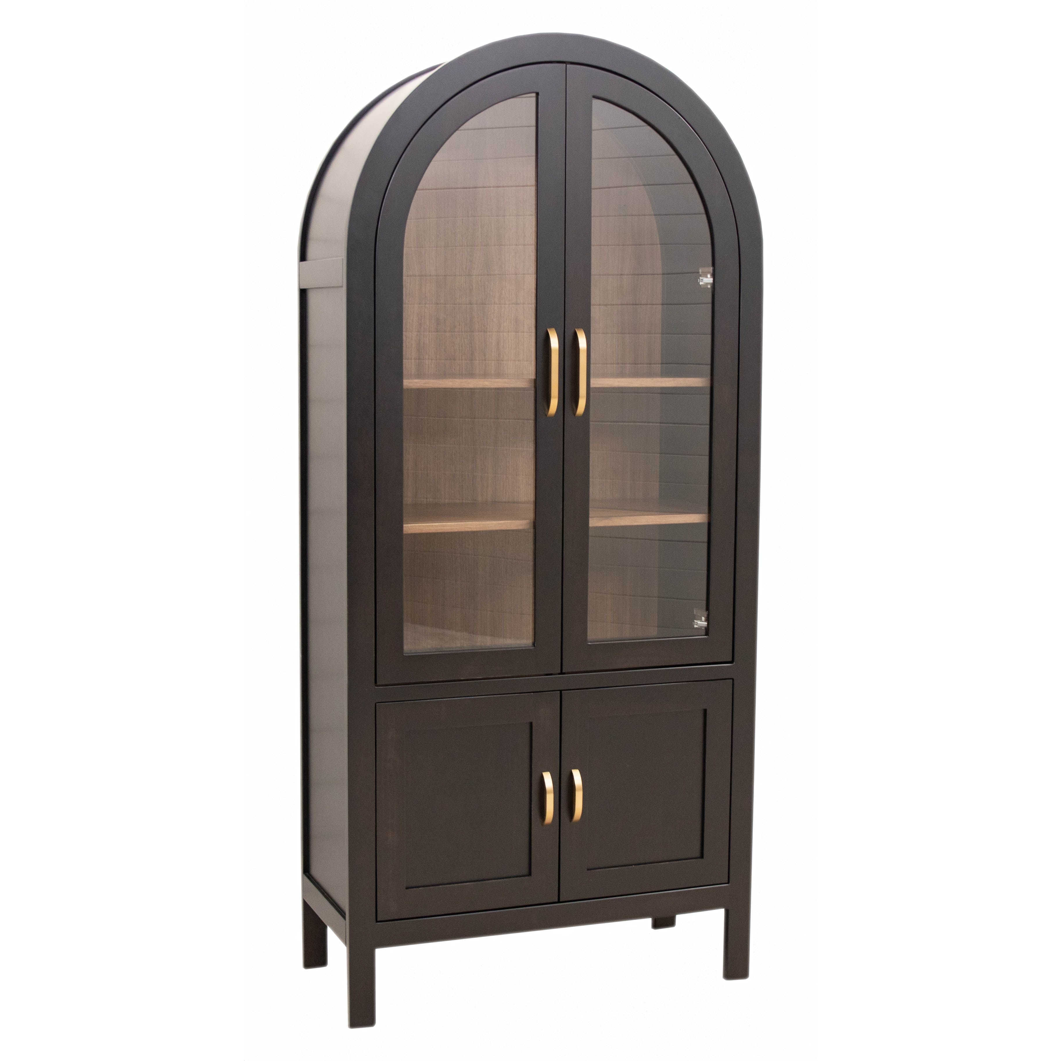 Wilmington Black Maple Wood Arched Bookcase with Doors | M-EB&RW-NAT