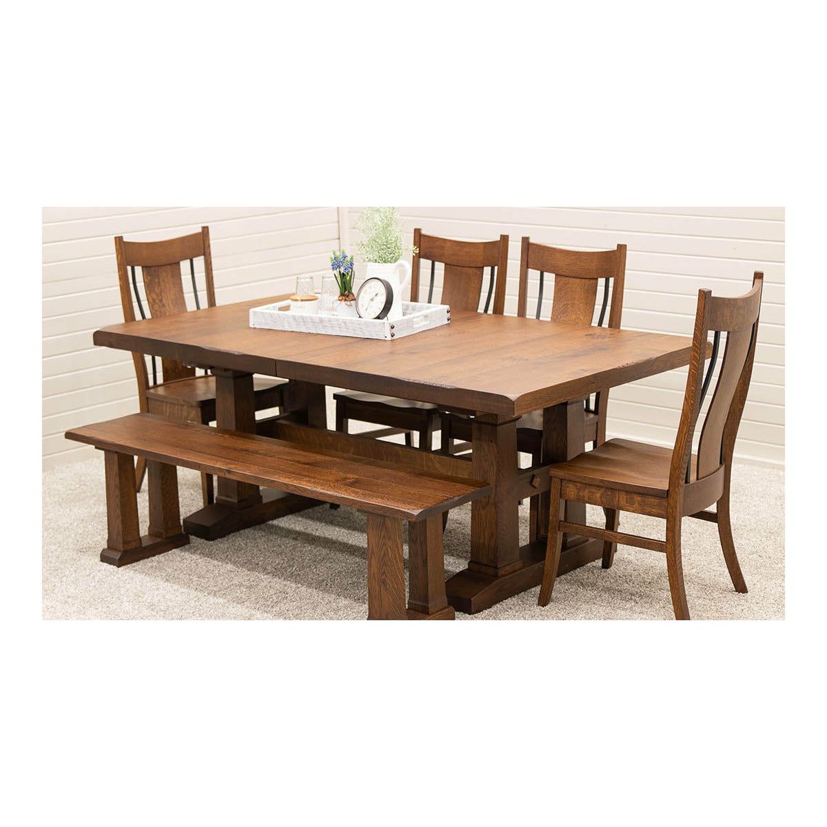 Eagle Rustic Quarter Sawn White Oak Wood Side Dining Chair | GB